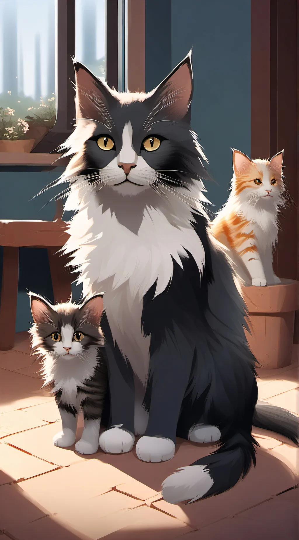 ai character: mean cat family  background