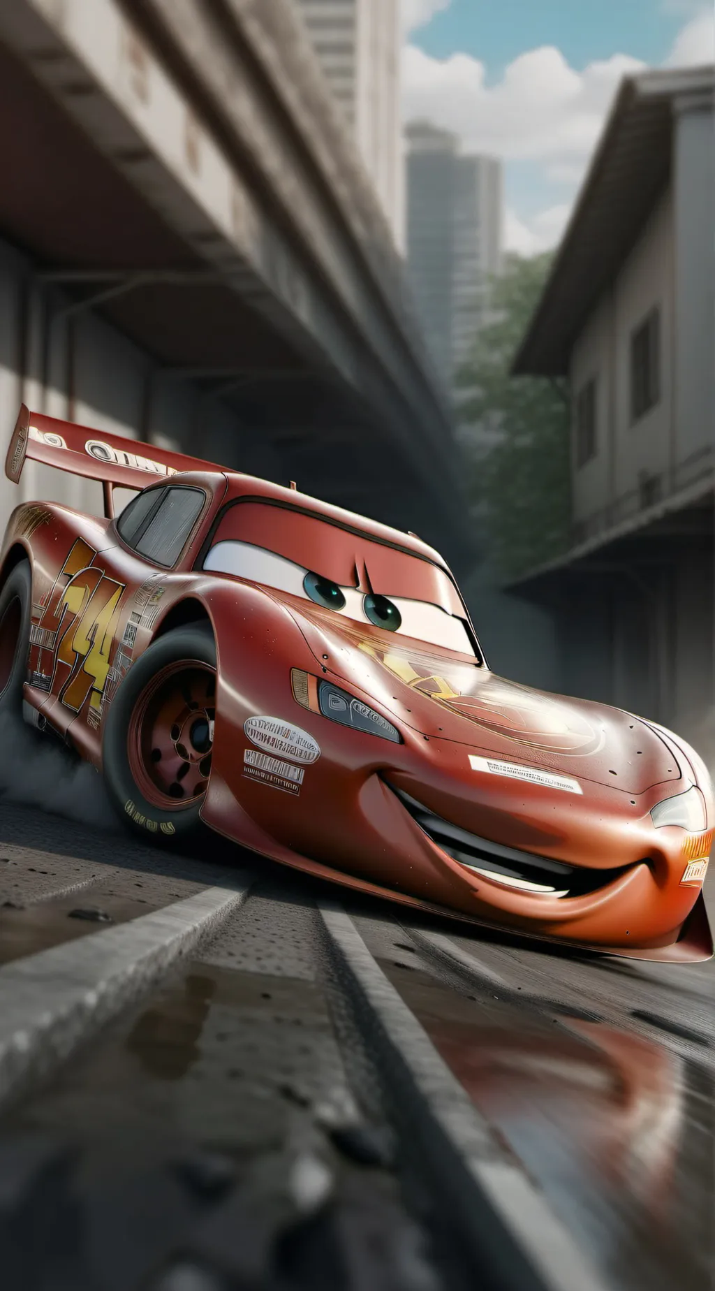 ai character: lightning McQueen background