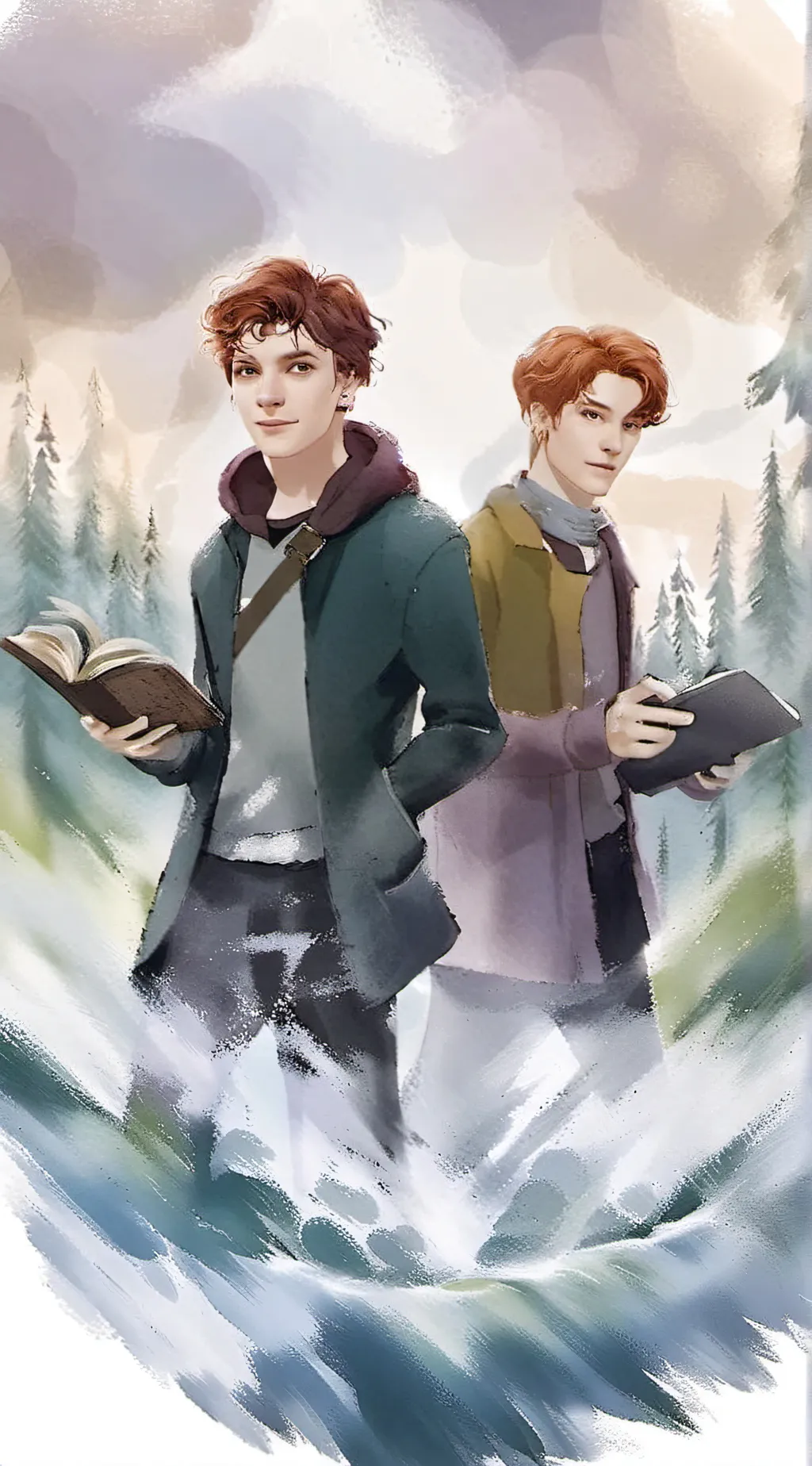 ai character: Fred and George ❤️ background