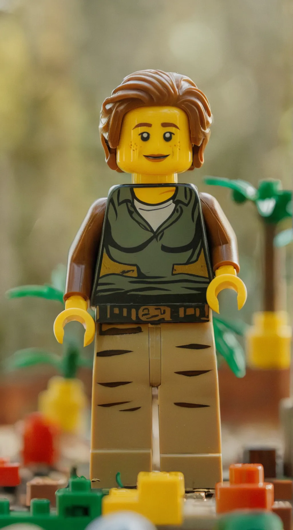 ai character: The Lego girl background