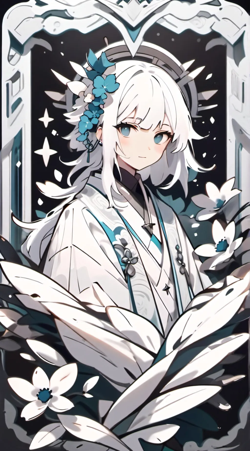 ai character: snow  background