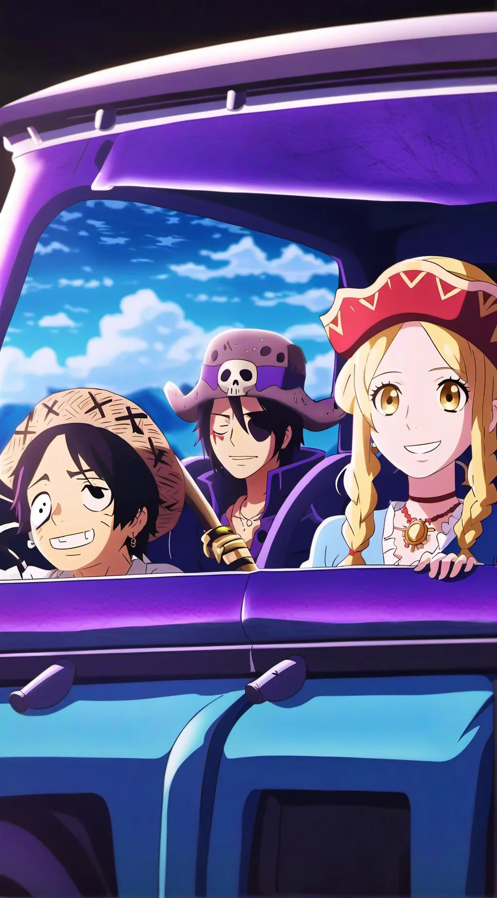 ai character: One piece road tri background