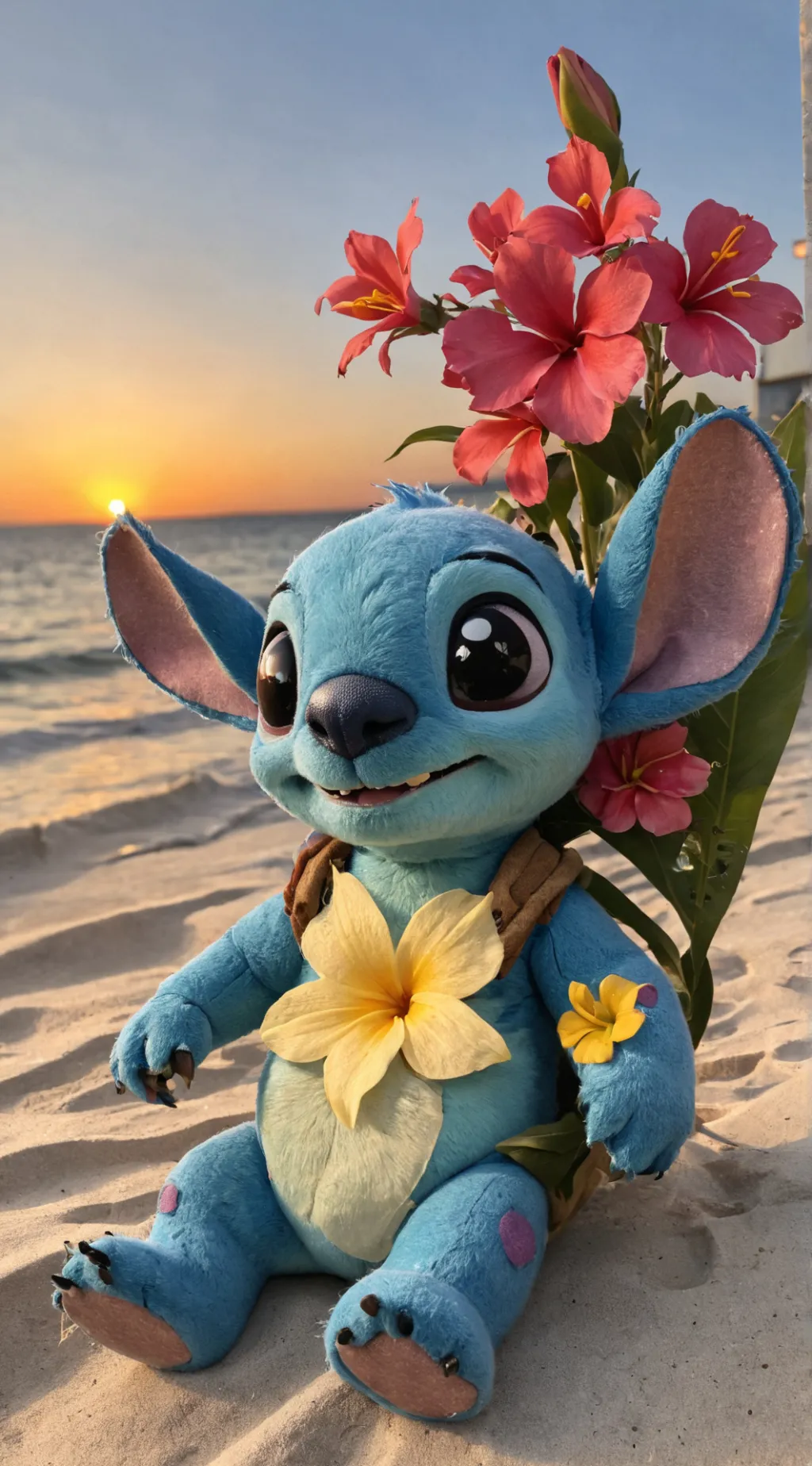 ai character: 🩵stitch🩵 background