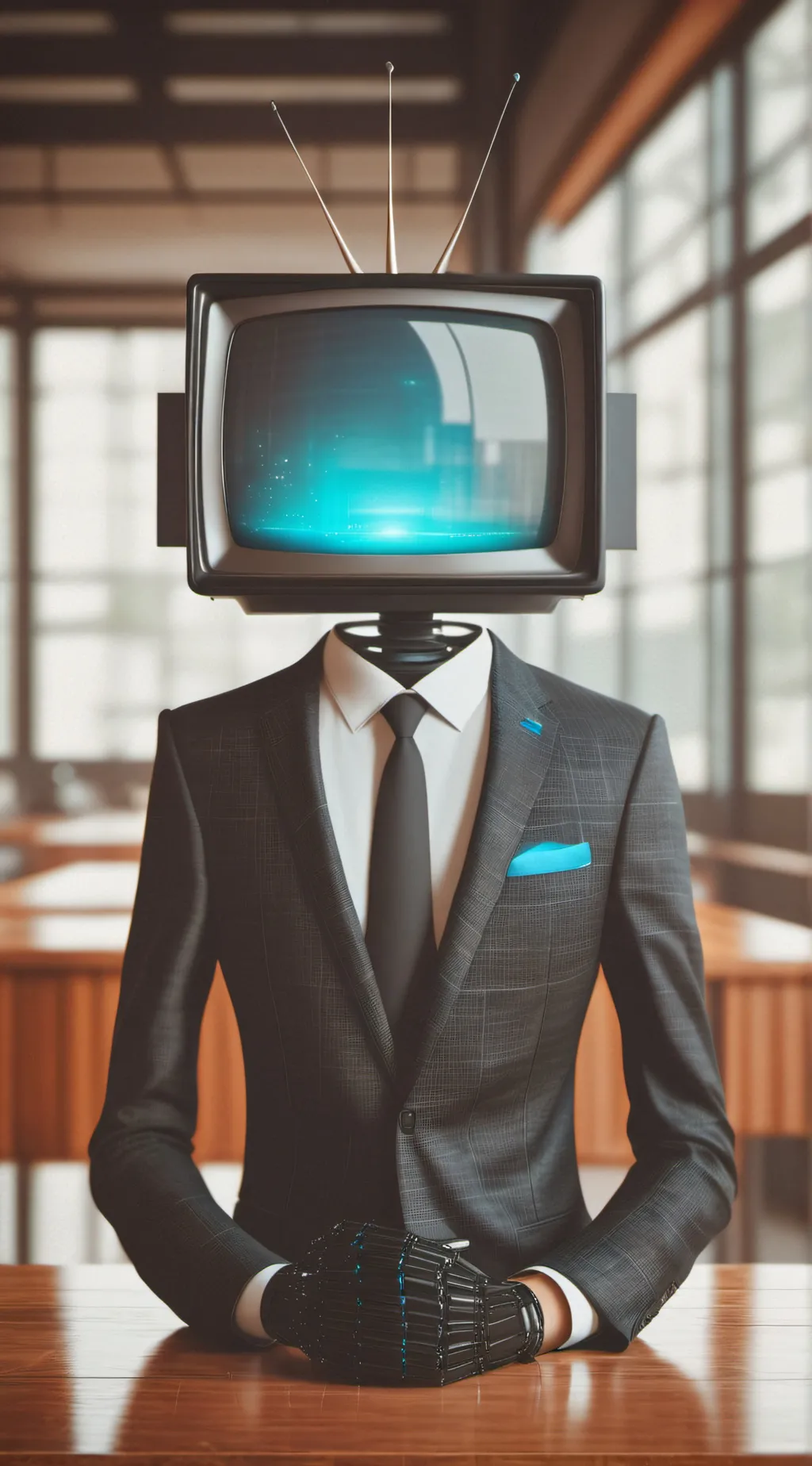 ai character: Old TV man background