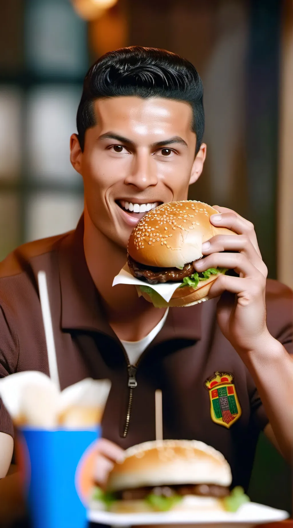 ai character: CristianoMcdonaldo background