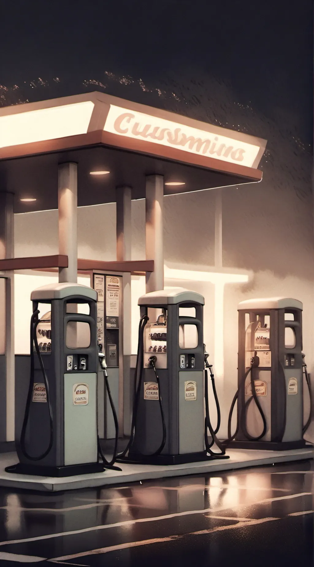 ai character: HH Gas station background