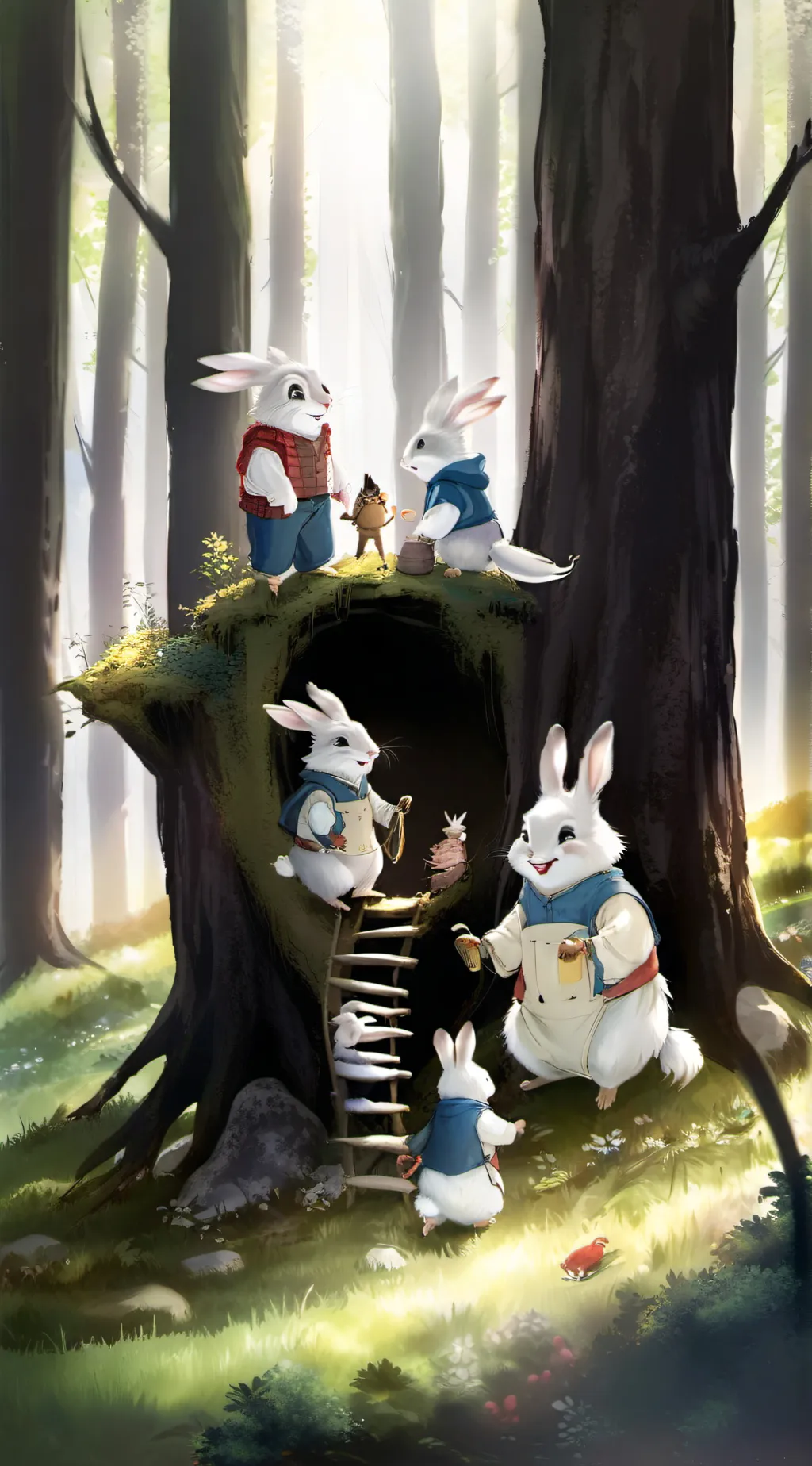 ai character: smiling critters background