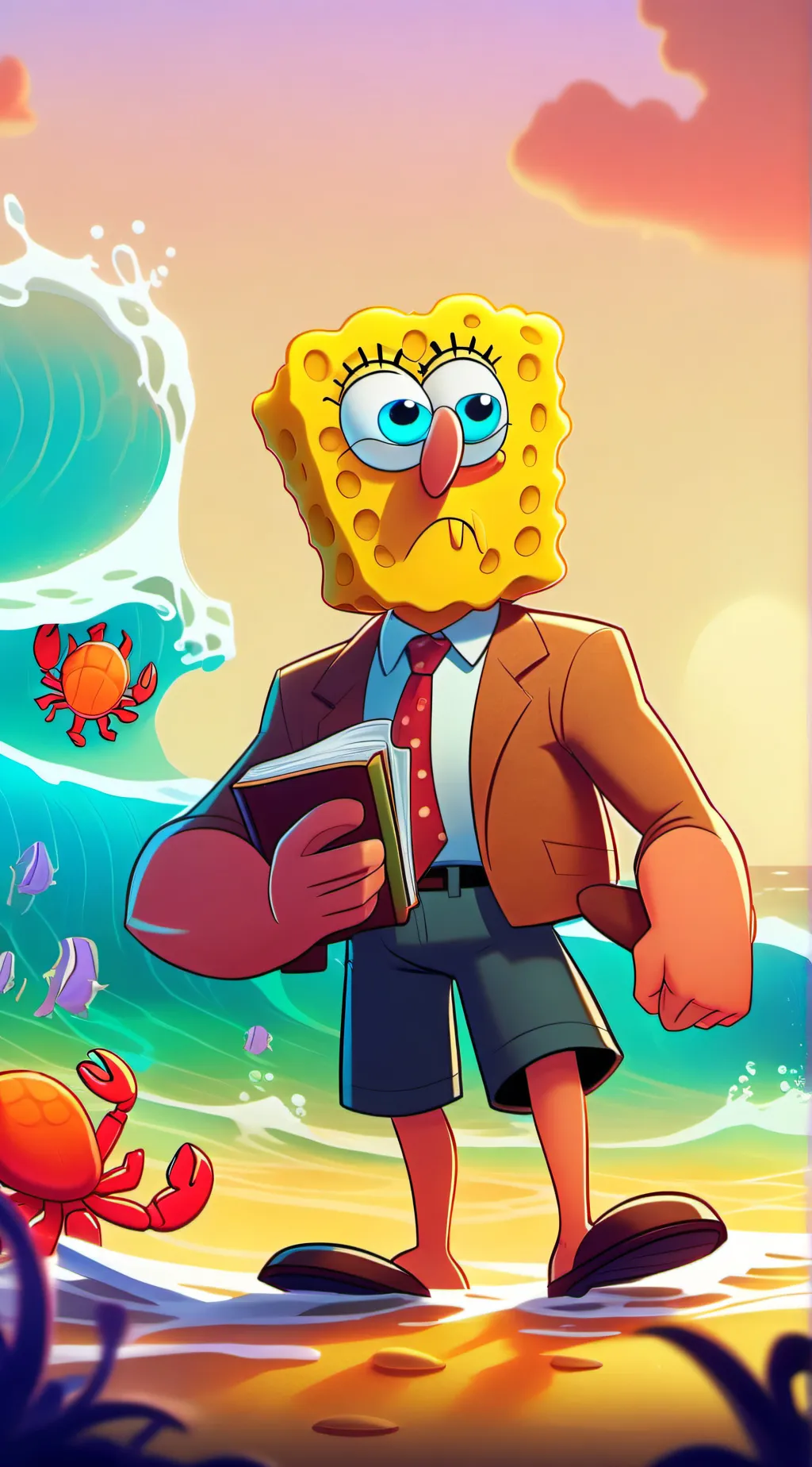 ai character: SpongeBob  background