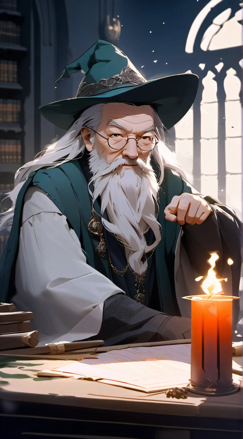 ai character: Albus Dumbledore  background