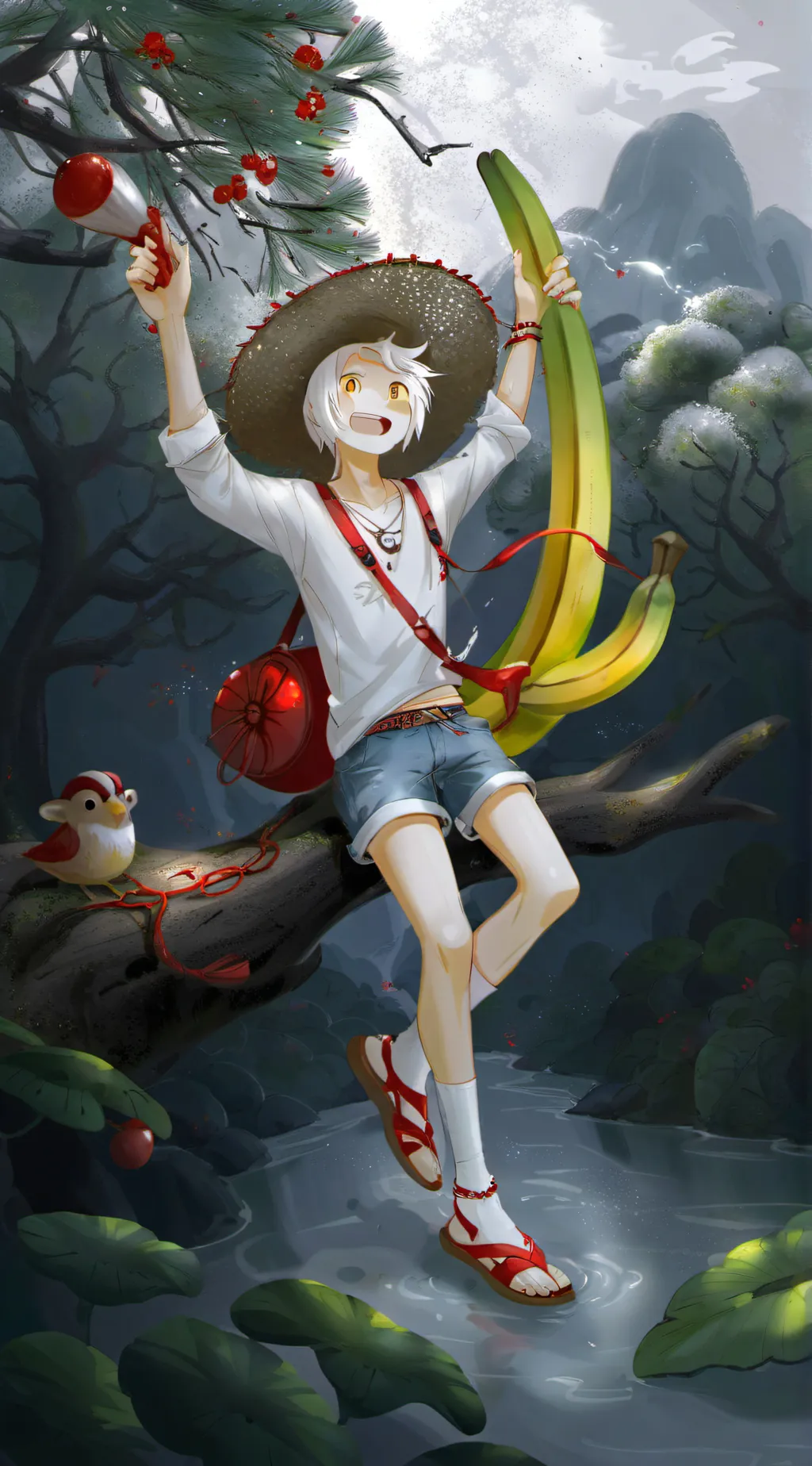 ai character: banana anime boy background