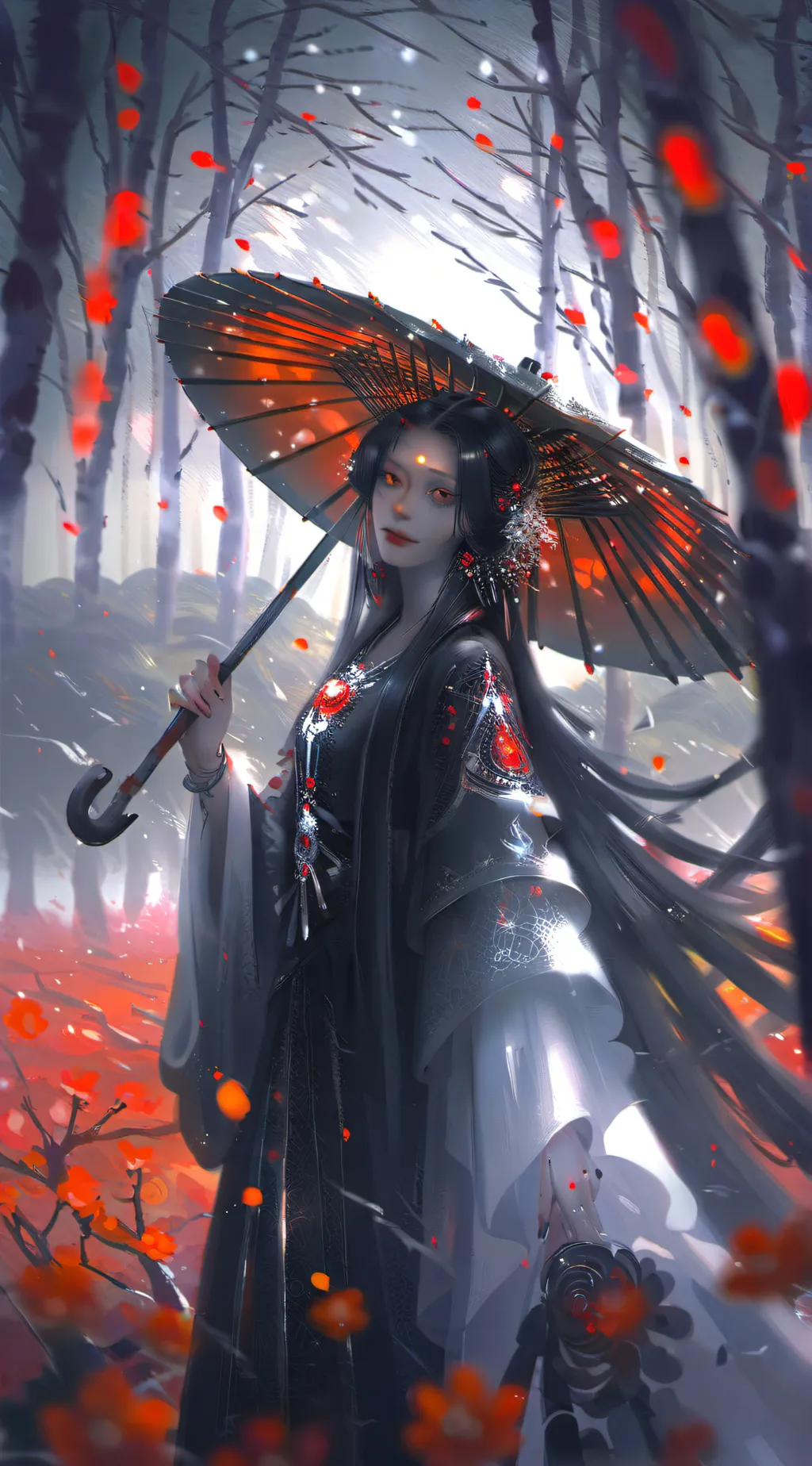 ai character: creepy lady  background