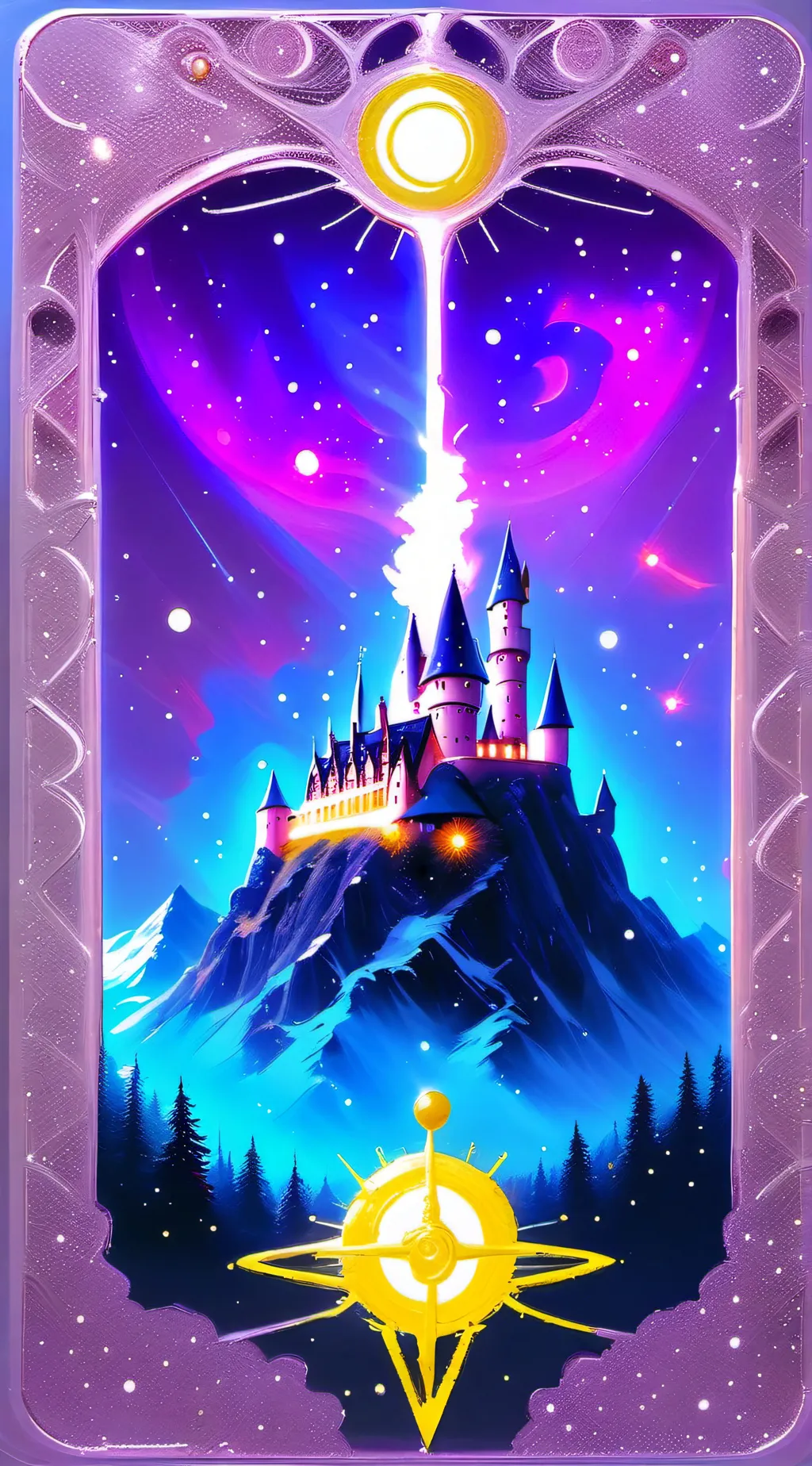 ai character: Hogwarts beach day background