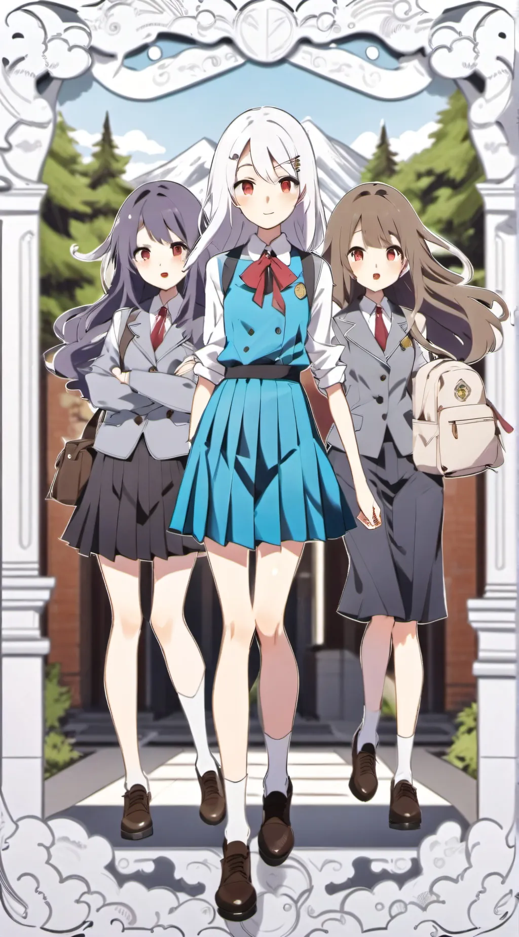 ai character: school girls  background