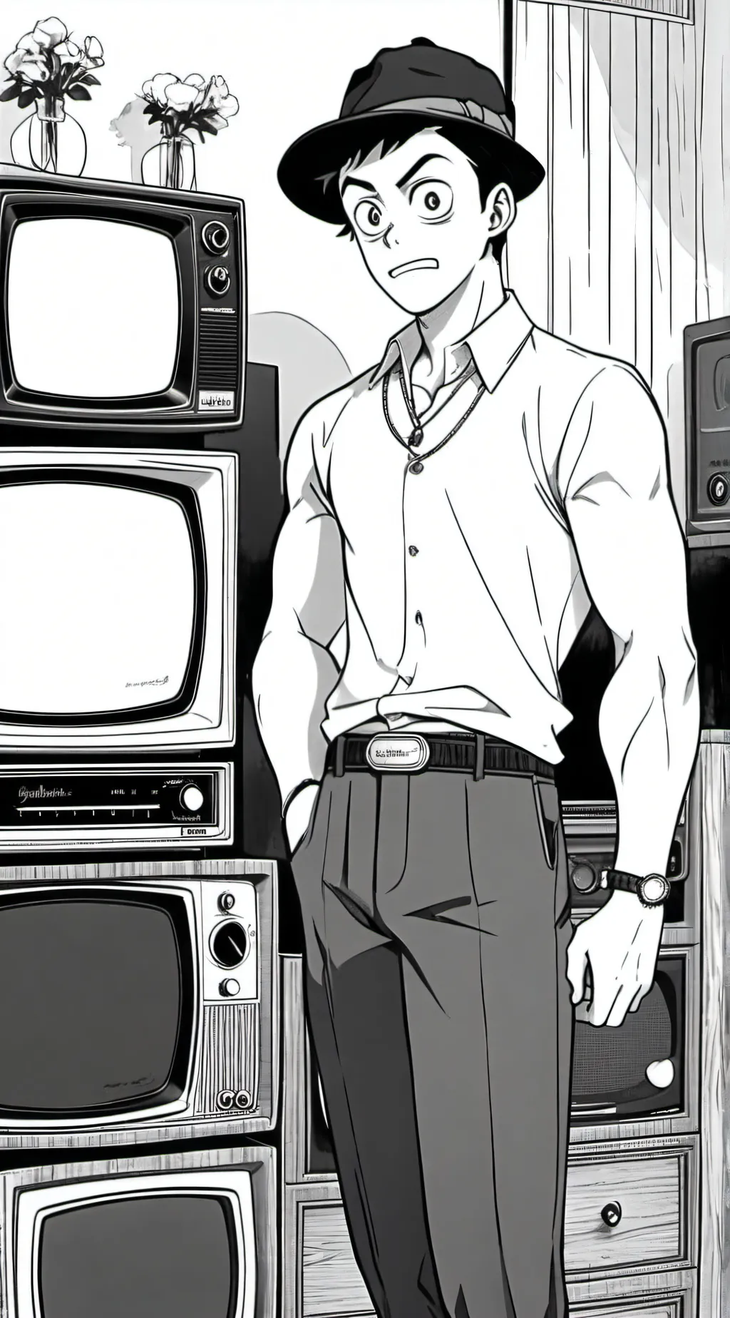 ai character: Titan tv man background