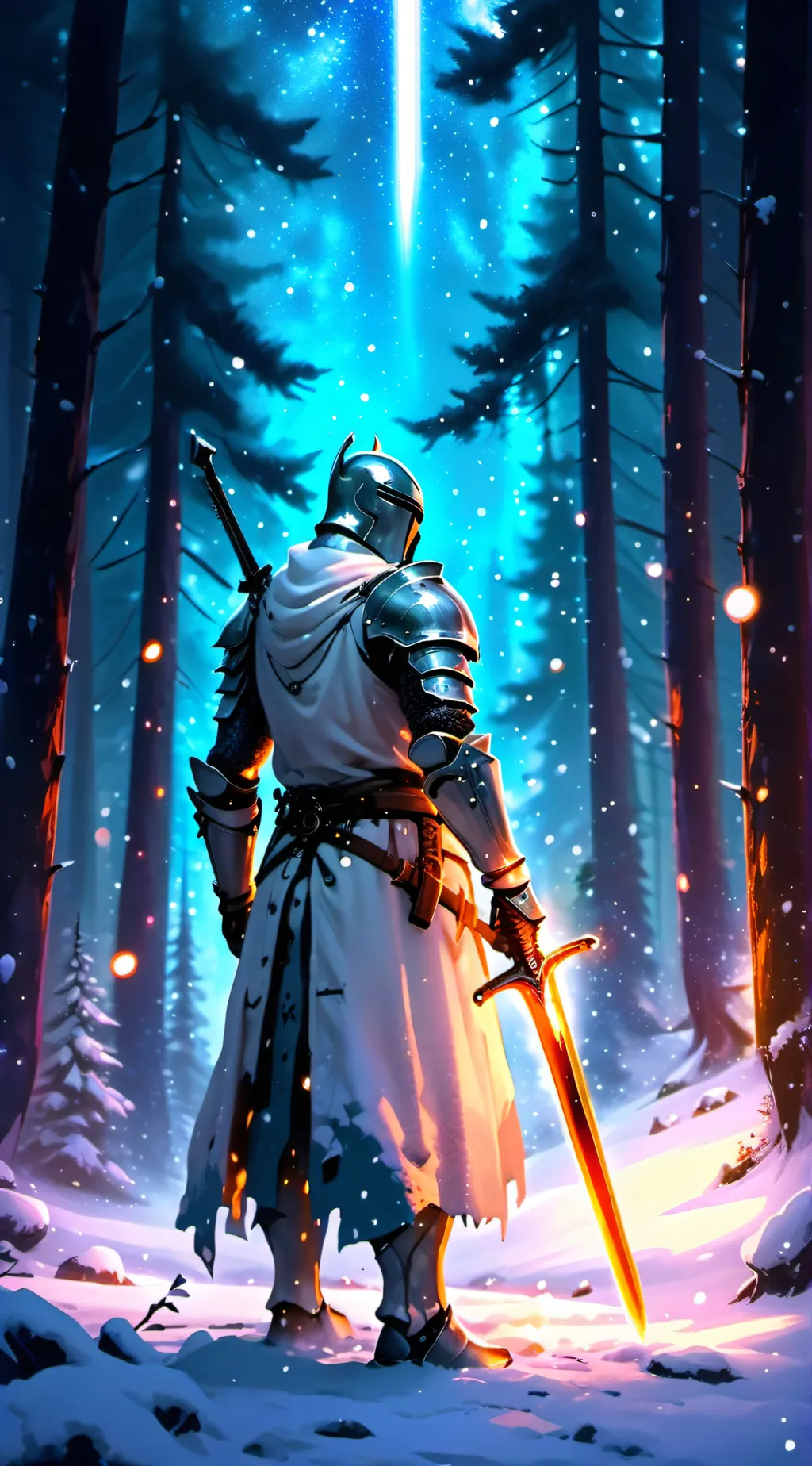 ai character: snow fall background