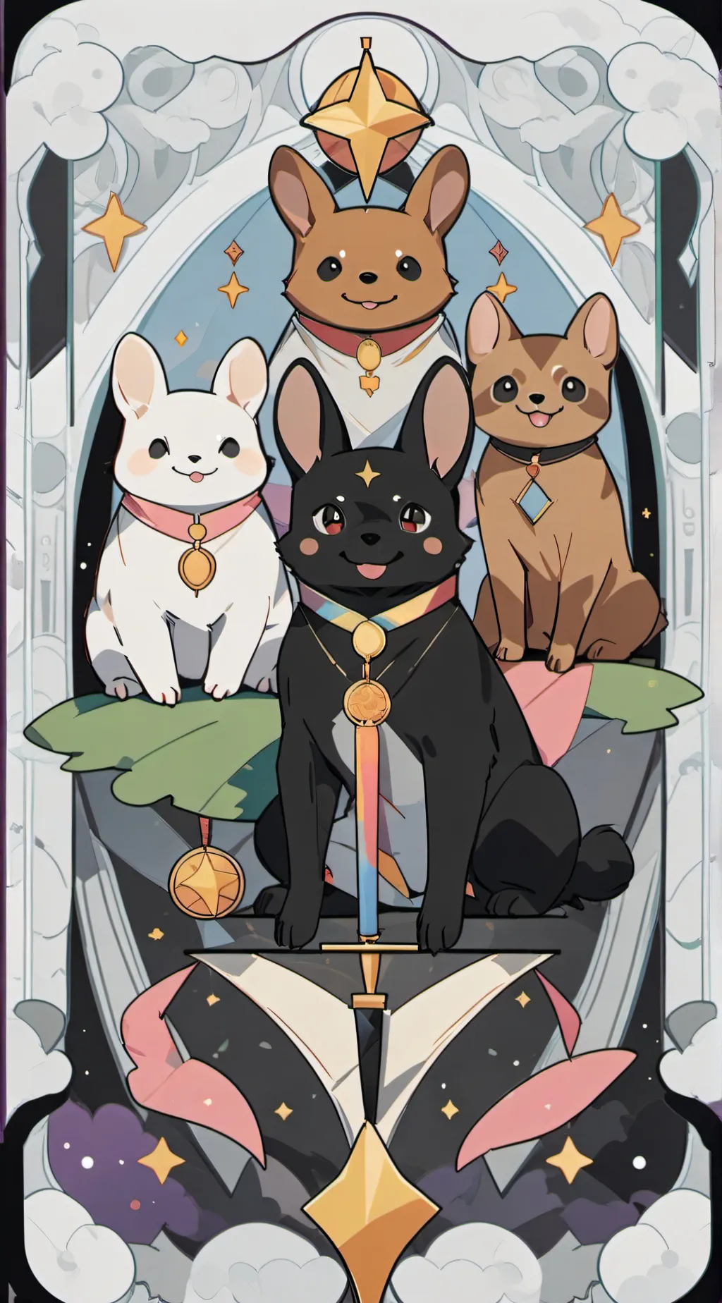 ai character: smiling critters background