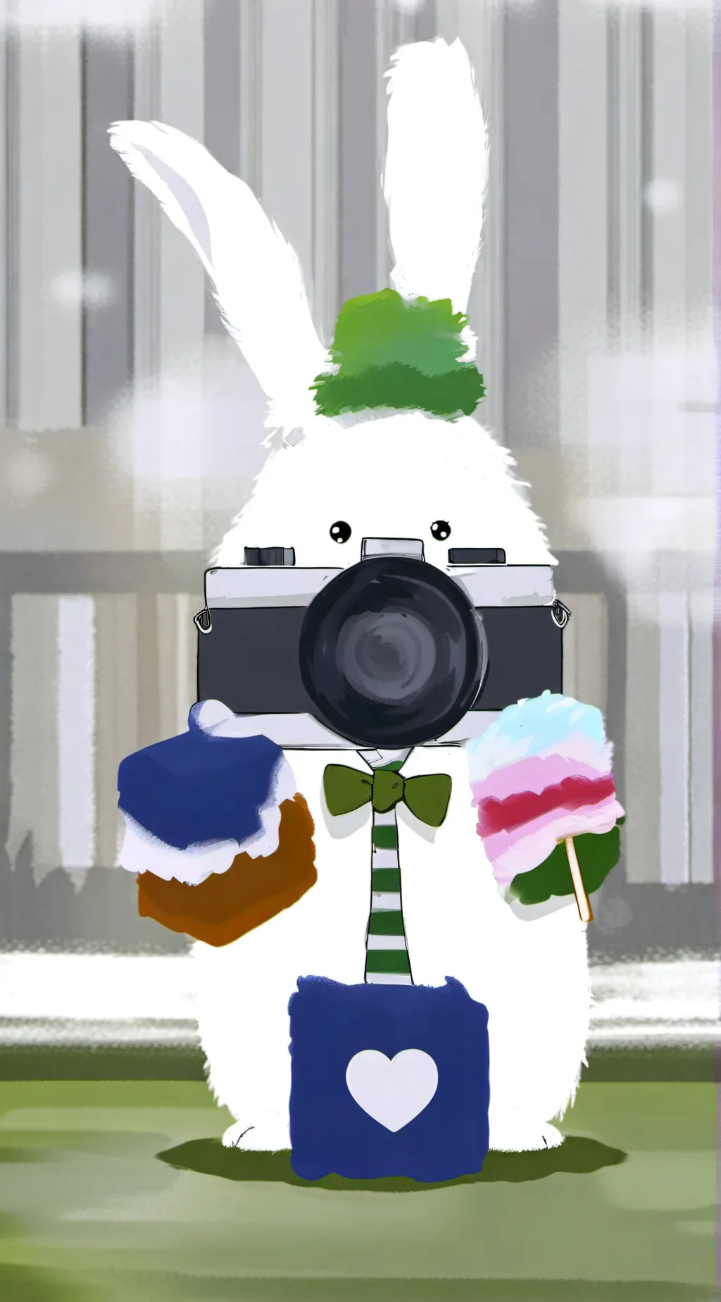 ai character: brown camera bunny background