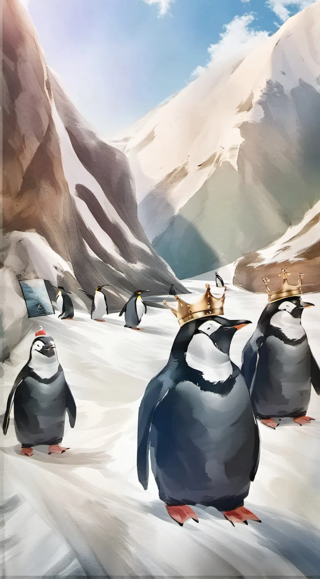 ai character: THE KING PENGUIN background