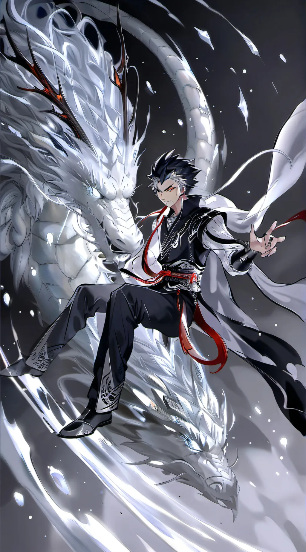 ai character: Flame and wave  background