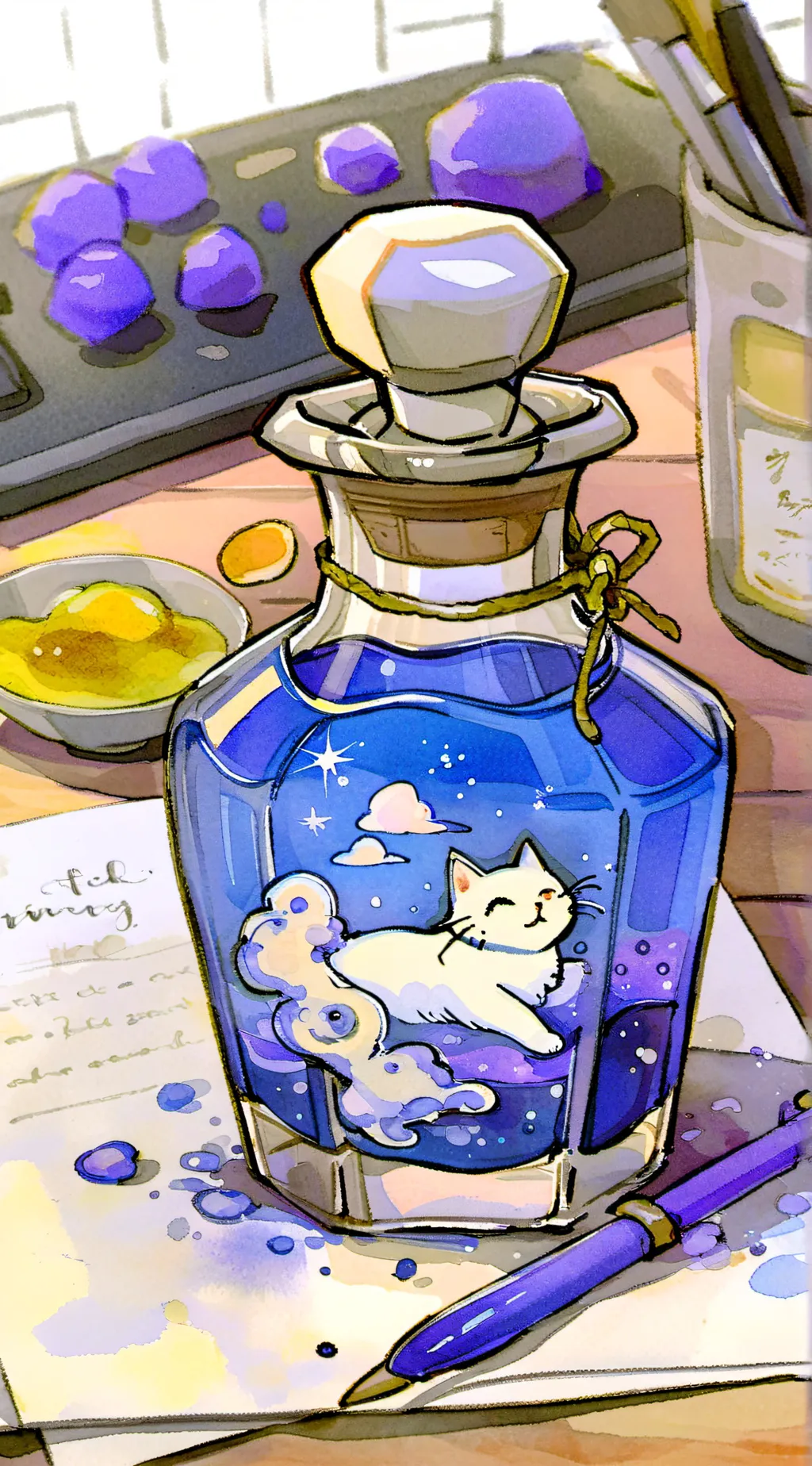 ai character: cat boy potion background