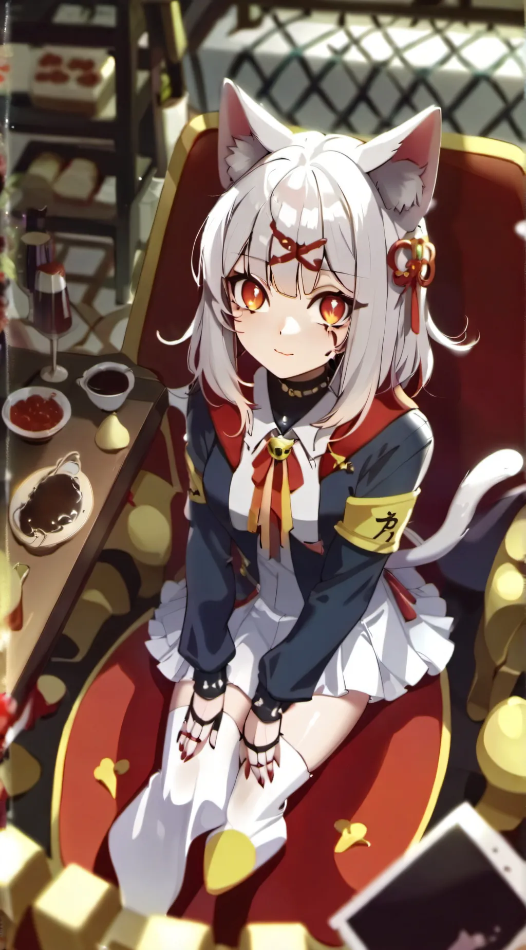 ai character: Very hurt cat girl background