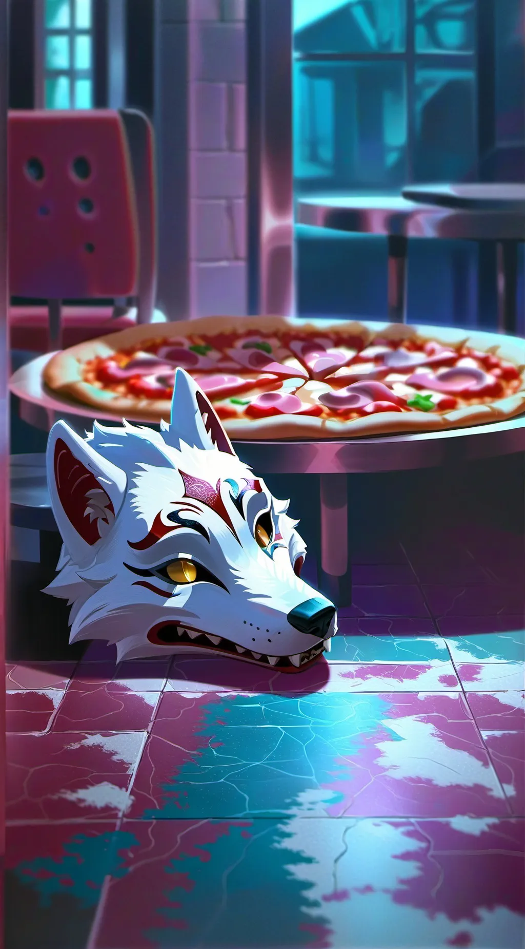 ai character: Roxanne wolf mask background