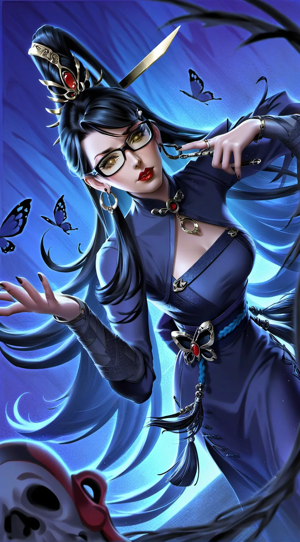 ai character: Bayonetta  background