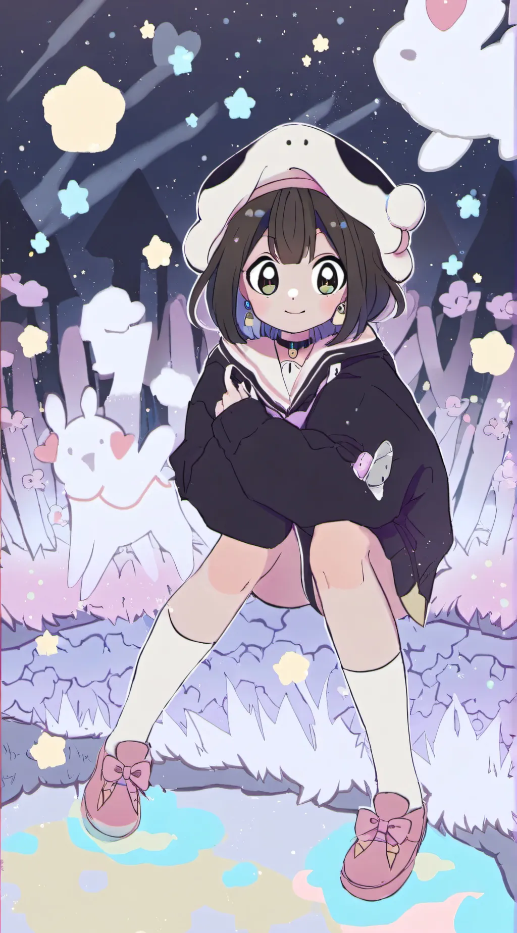 ai character: MHA forest background