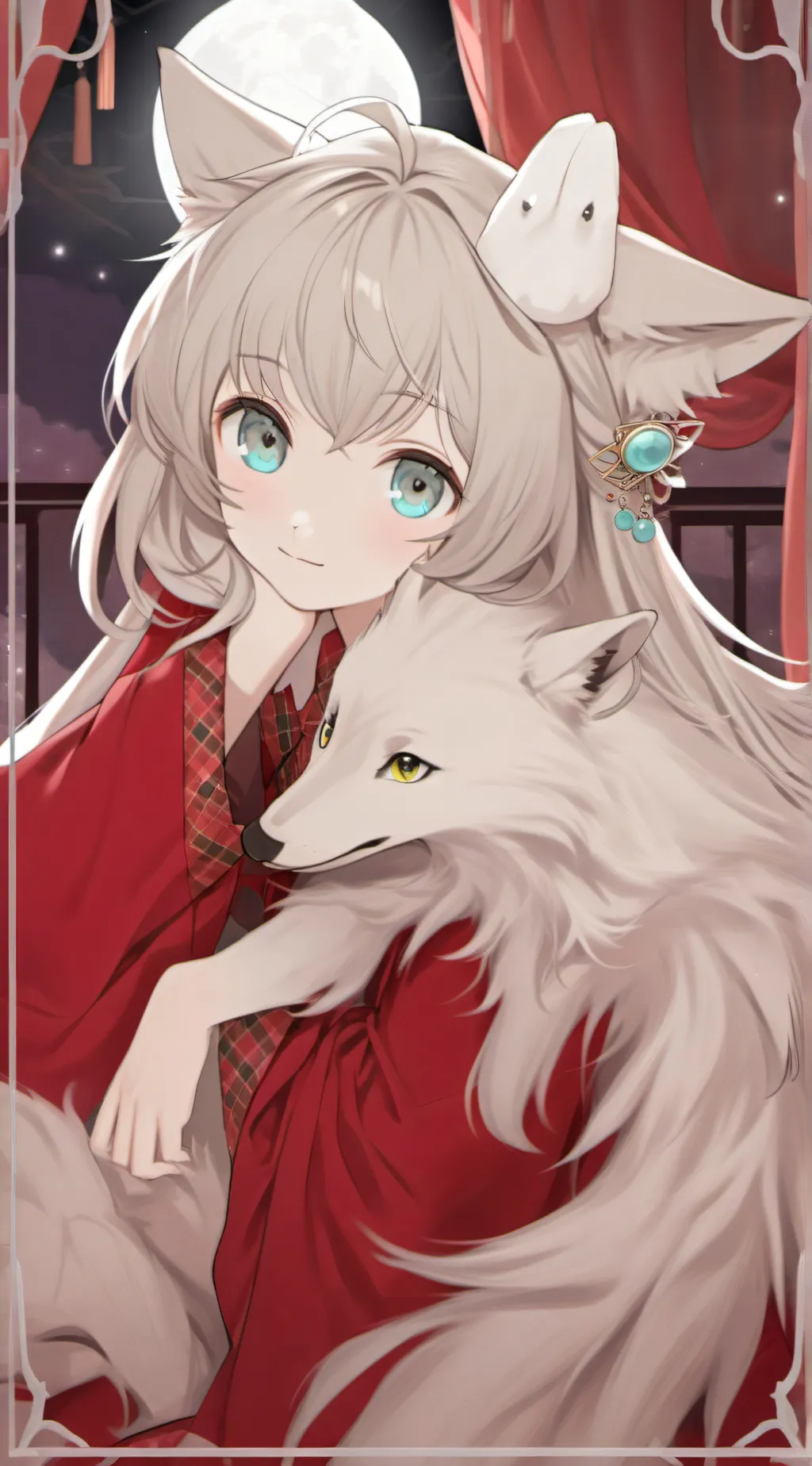 ai character: Moonbeam the Gray Wolf Spirit background