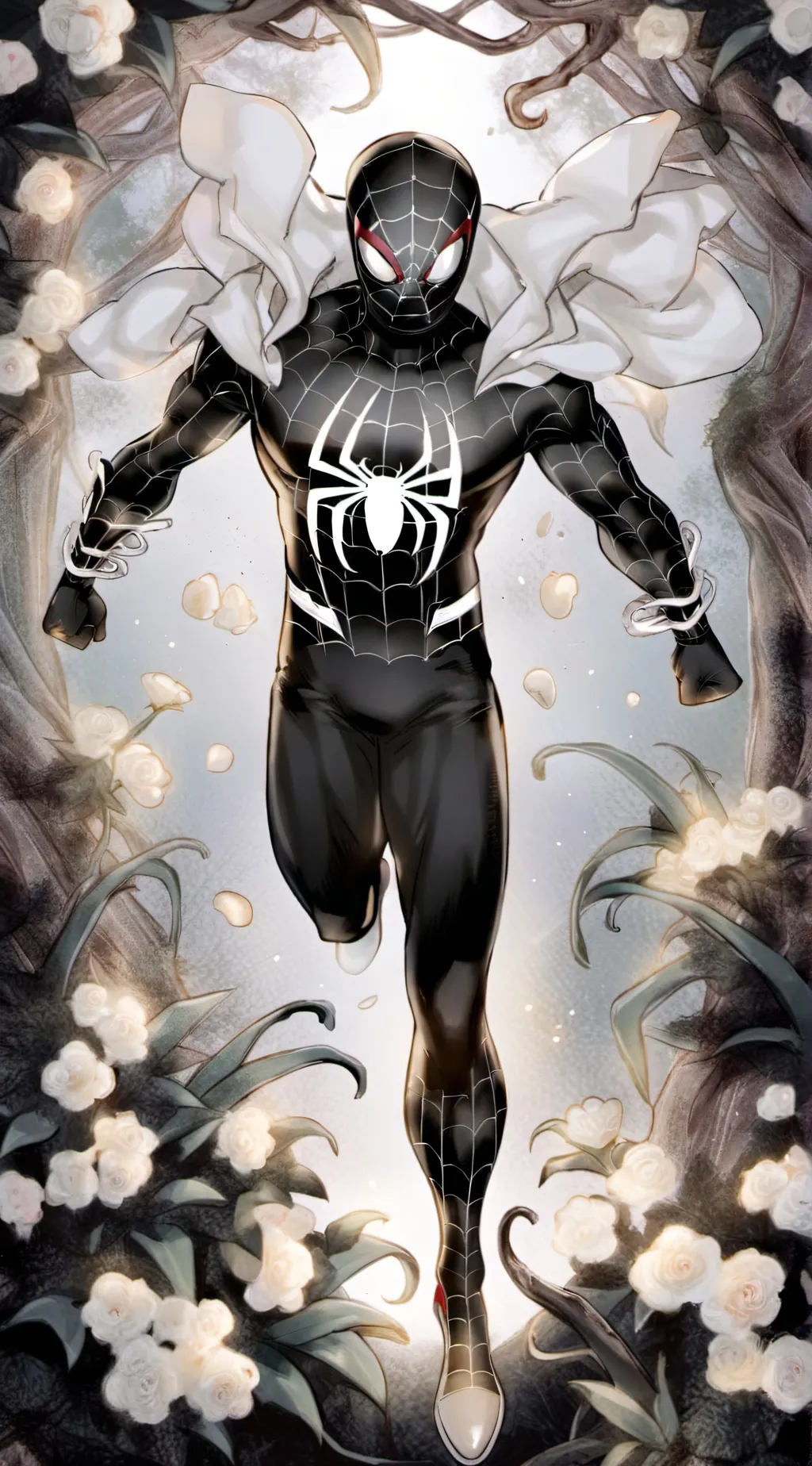 ai character: black spiderman background