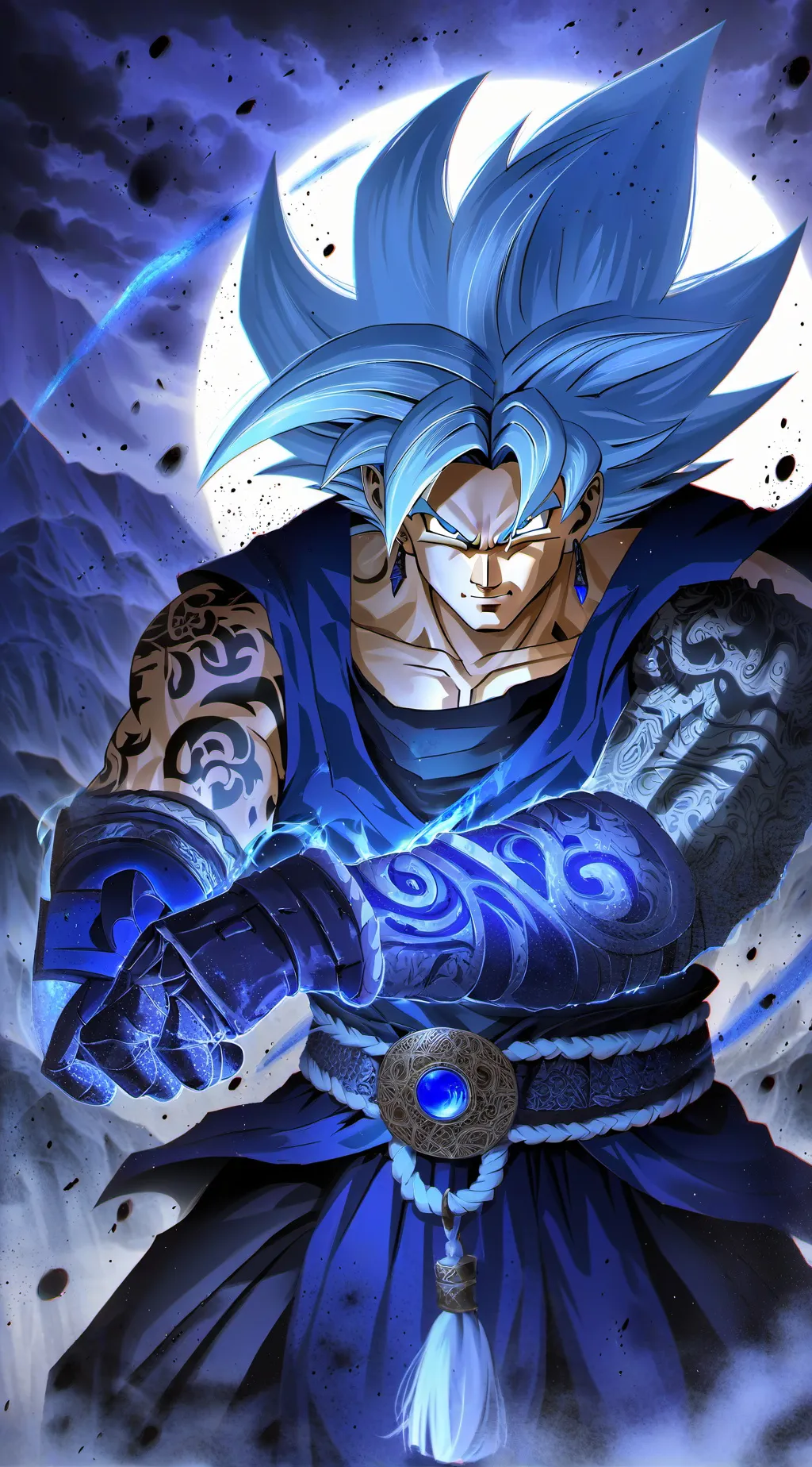 ai character: super saiyan blue background