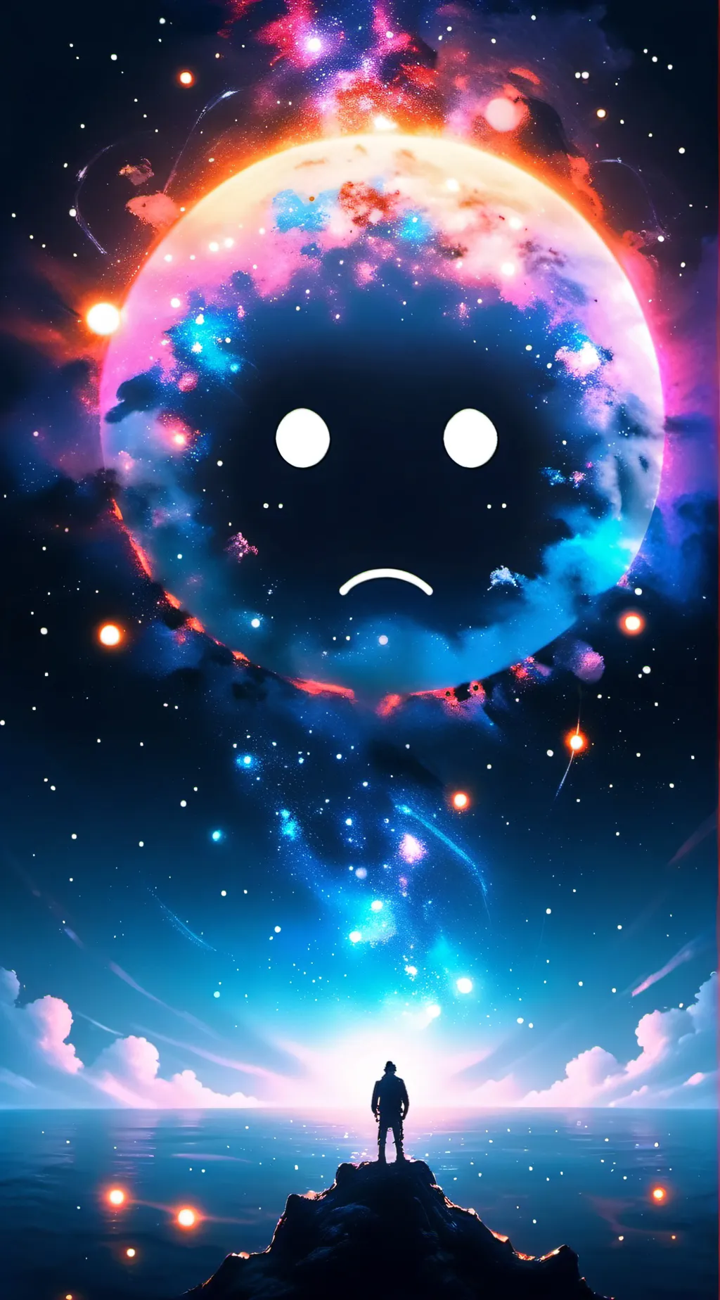 ai character: Sad emoji background