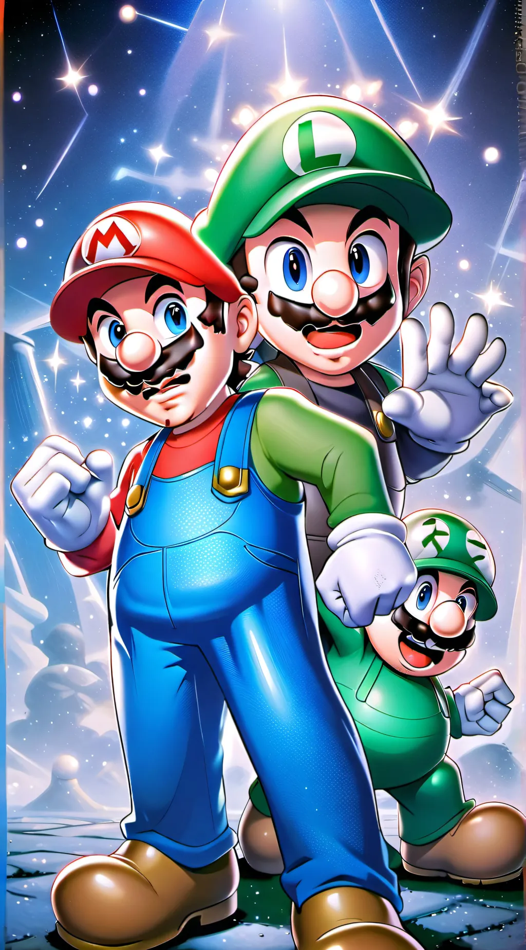 ai character: Mario and Luigi.. background