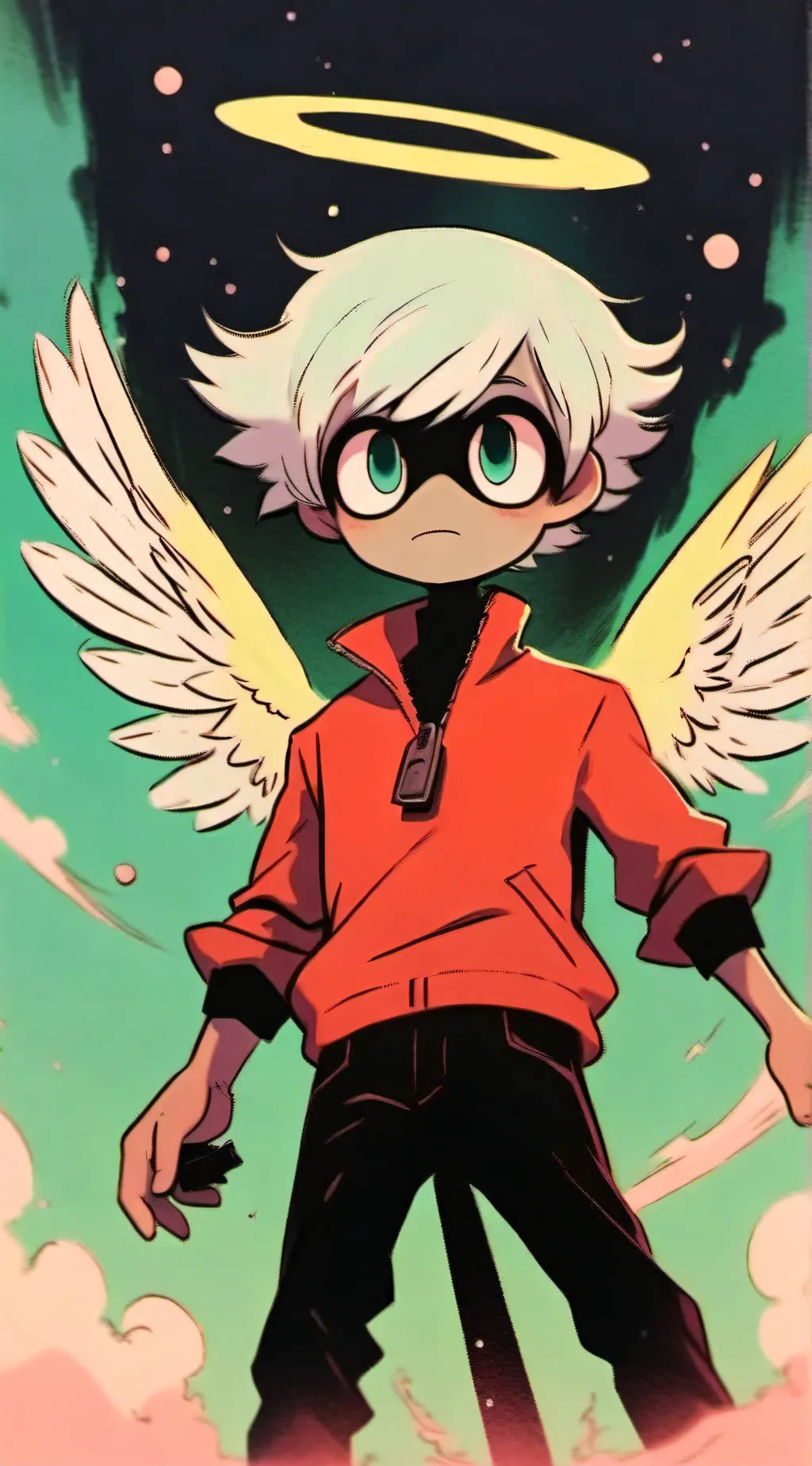 ai character: Valentino, angel  background