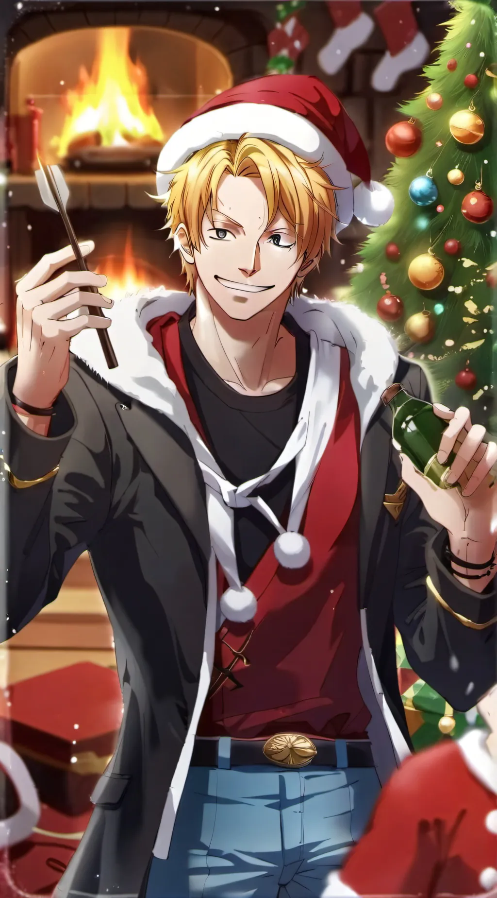 ai character: Straw hats Xmas  background