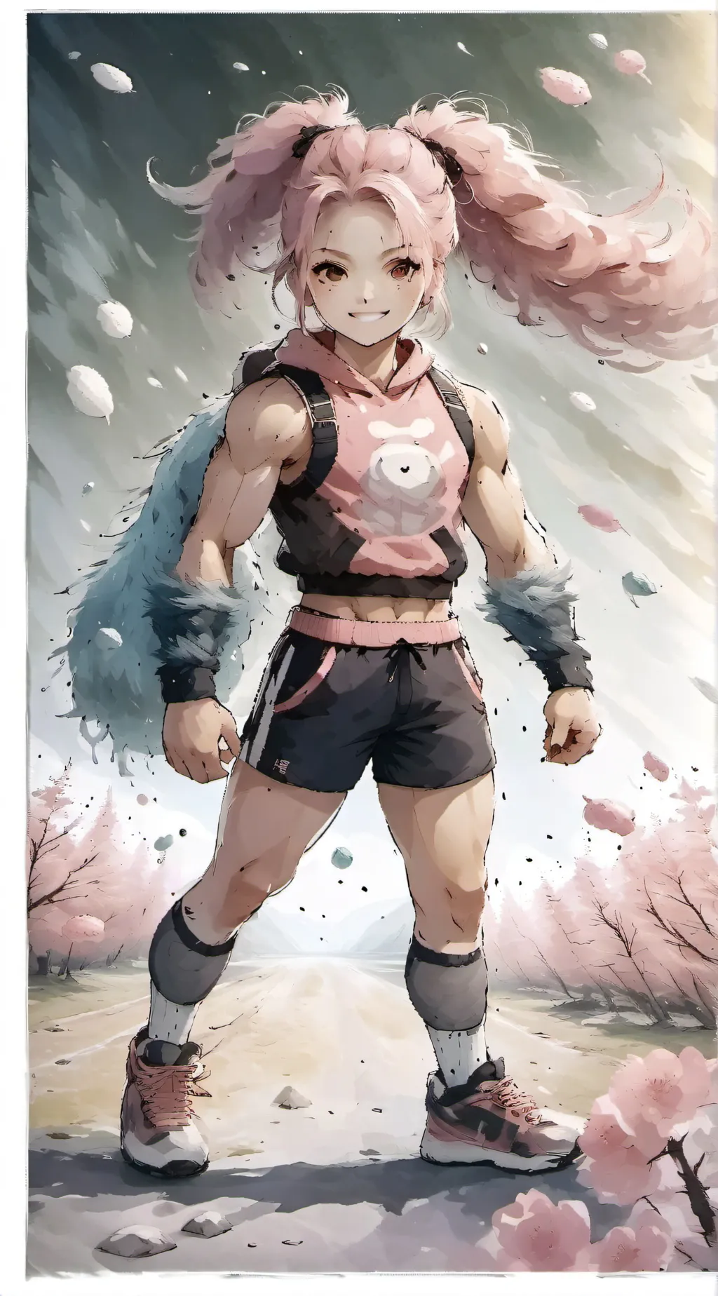 ai character: buff girl uwu background