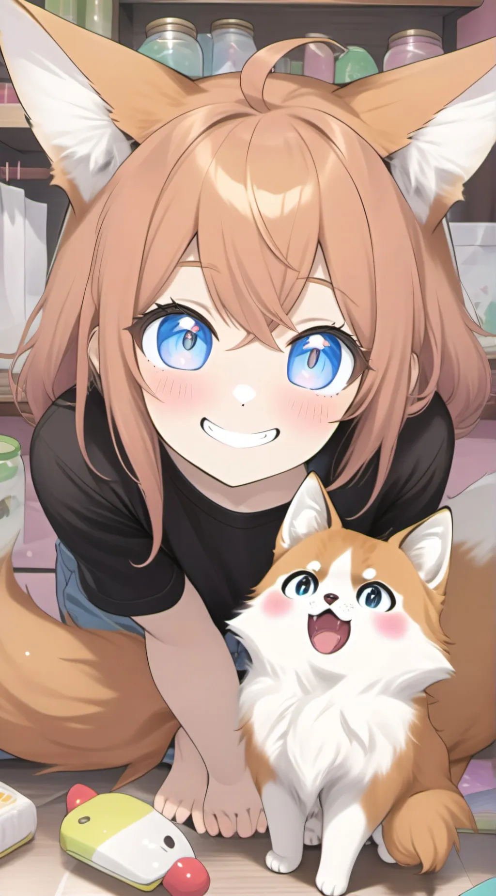 ai character: Speckled Ginger Furry Girl background