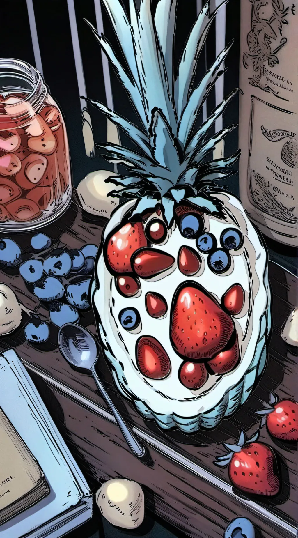 ai character: strawberry 🍓🍓🍓 background
