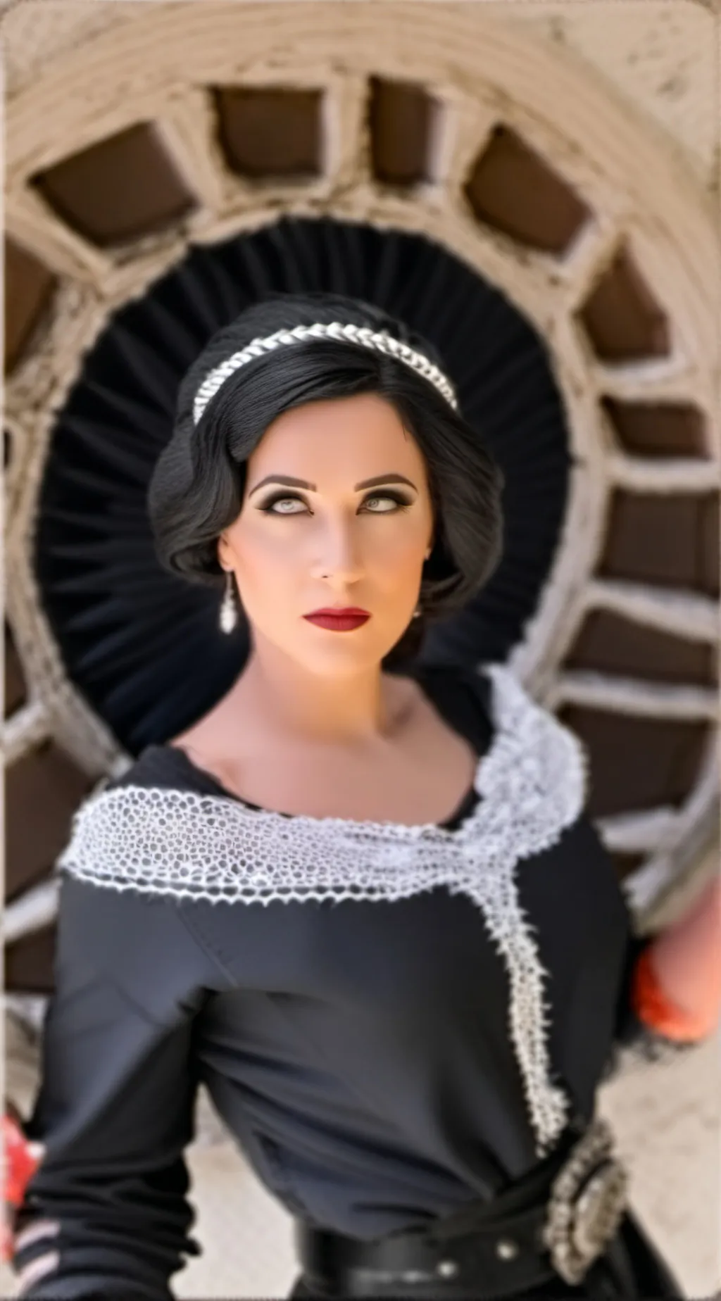 ai character: Lady Dimitrescu  background