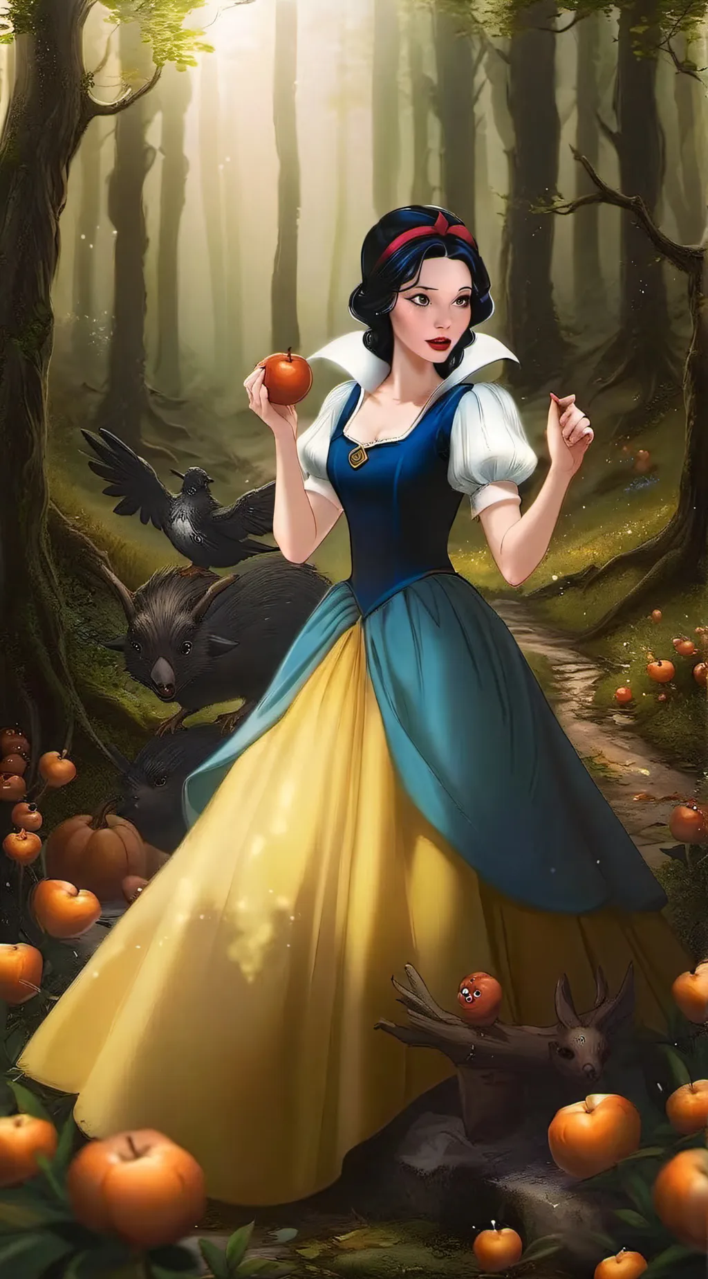 ai character: Snow White background