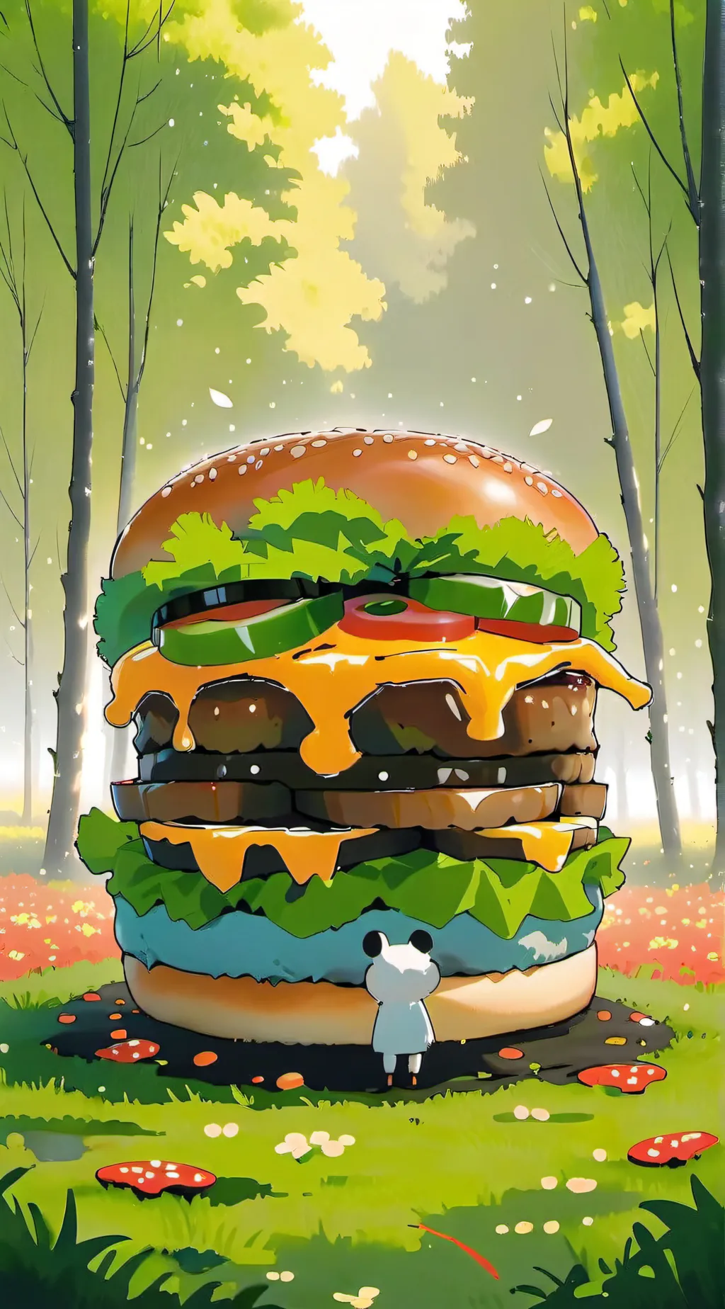 ai character: Living burger background