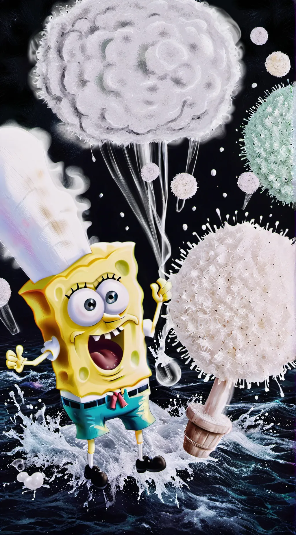 ai character: SpongeBob  background