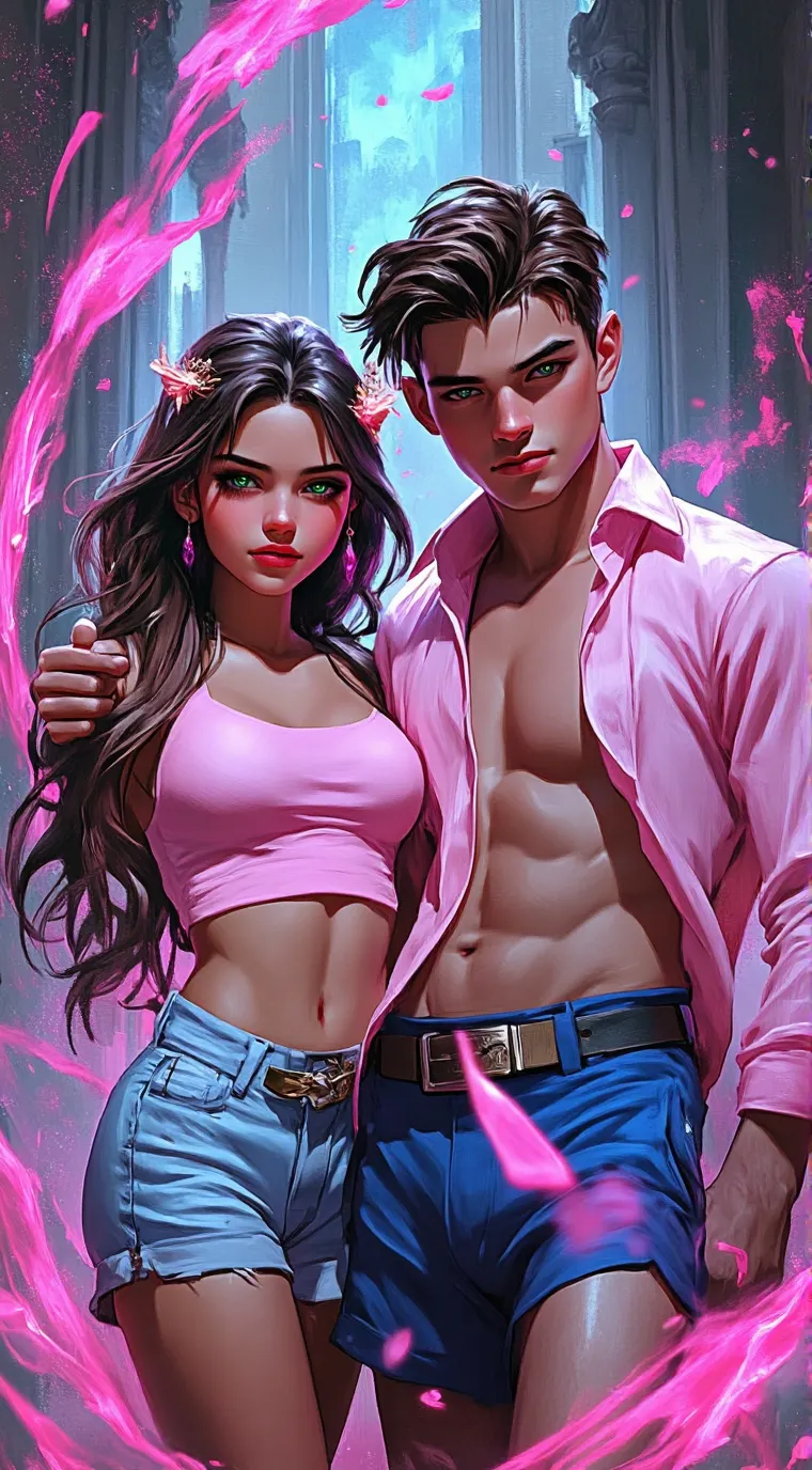 ai character: Ruby and Mike  background