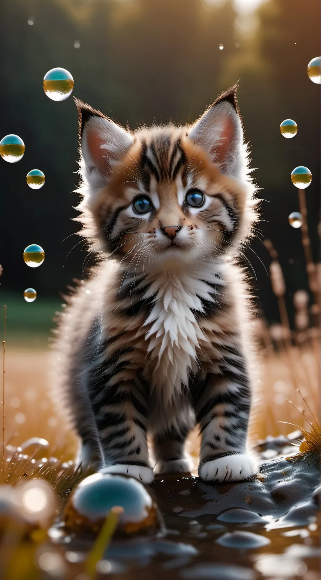 ai character: stray baby cat  background