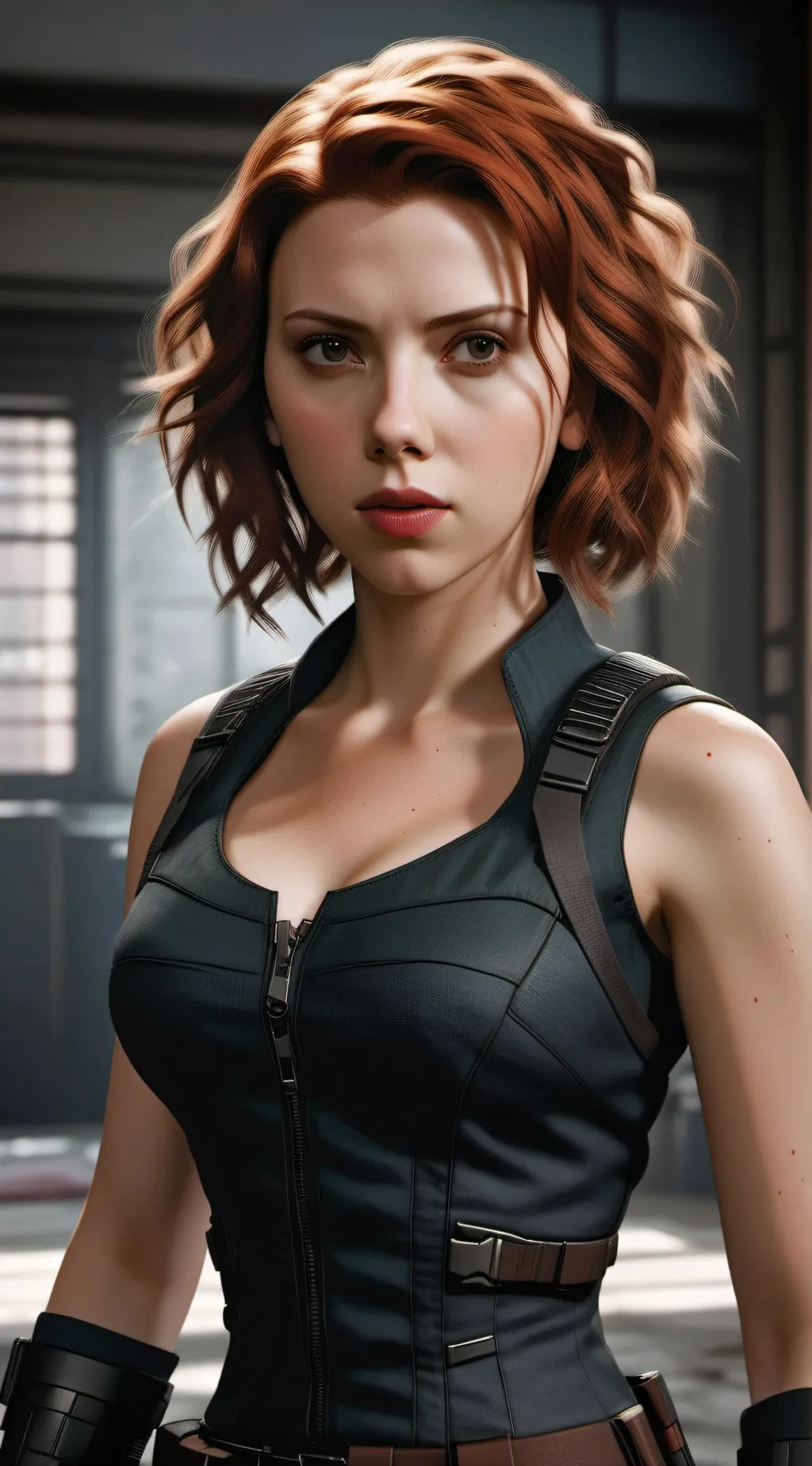 ai character: Bkack widow  background