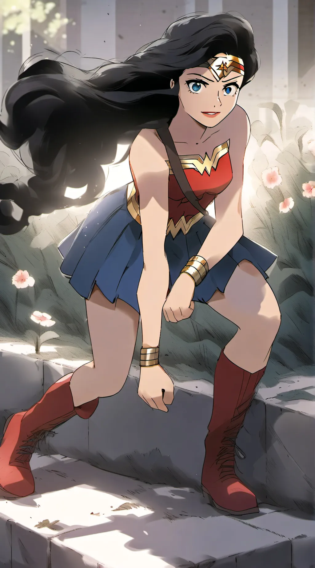ai character: Teen wonder woman  background