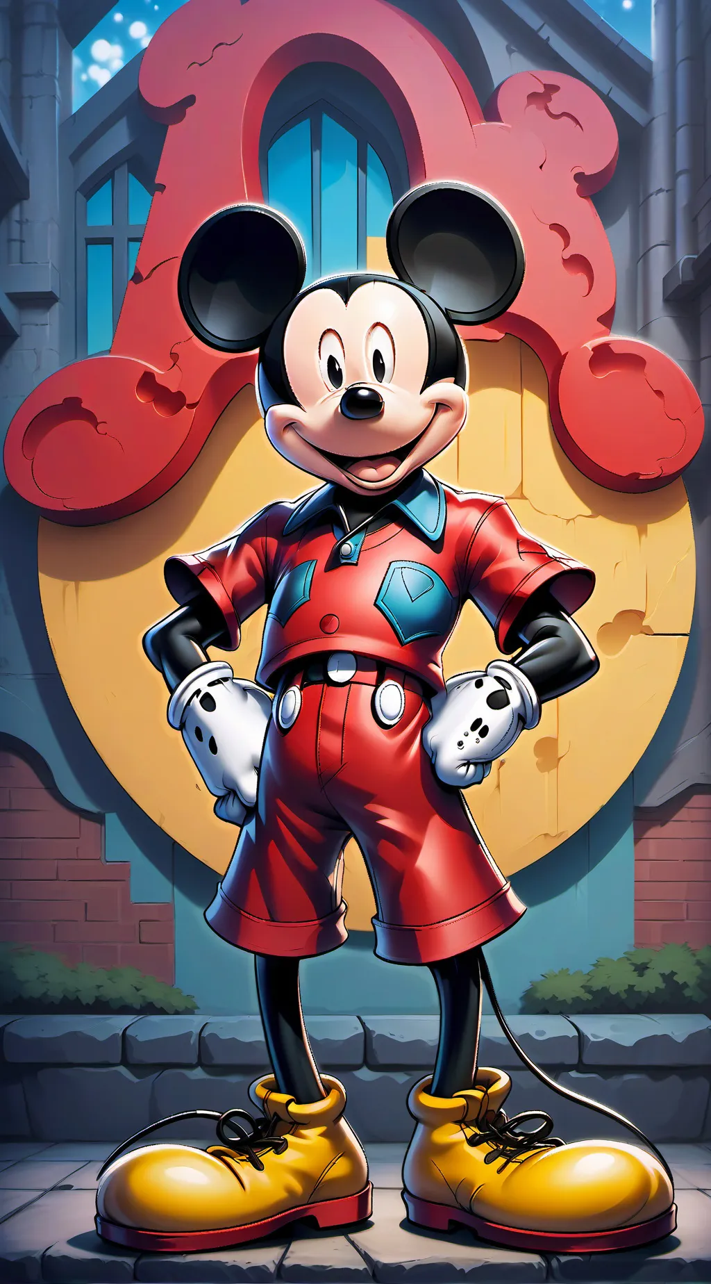 ai character:  Mickey Mouse  background
