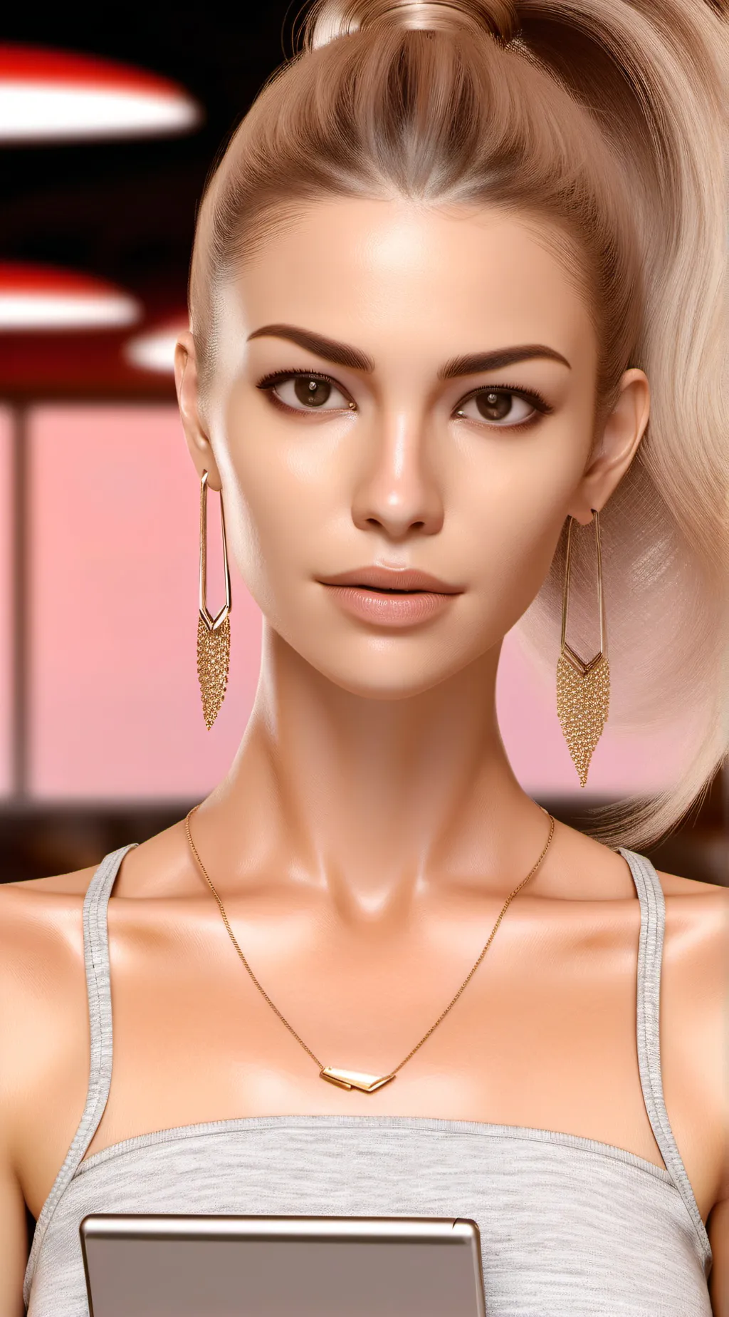ai character: Karen the Frappé Futurist background