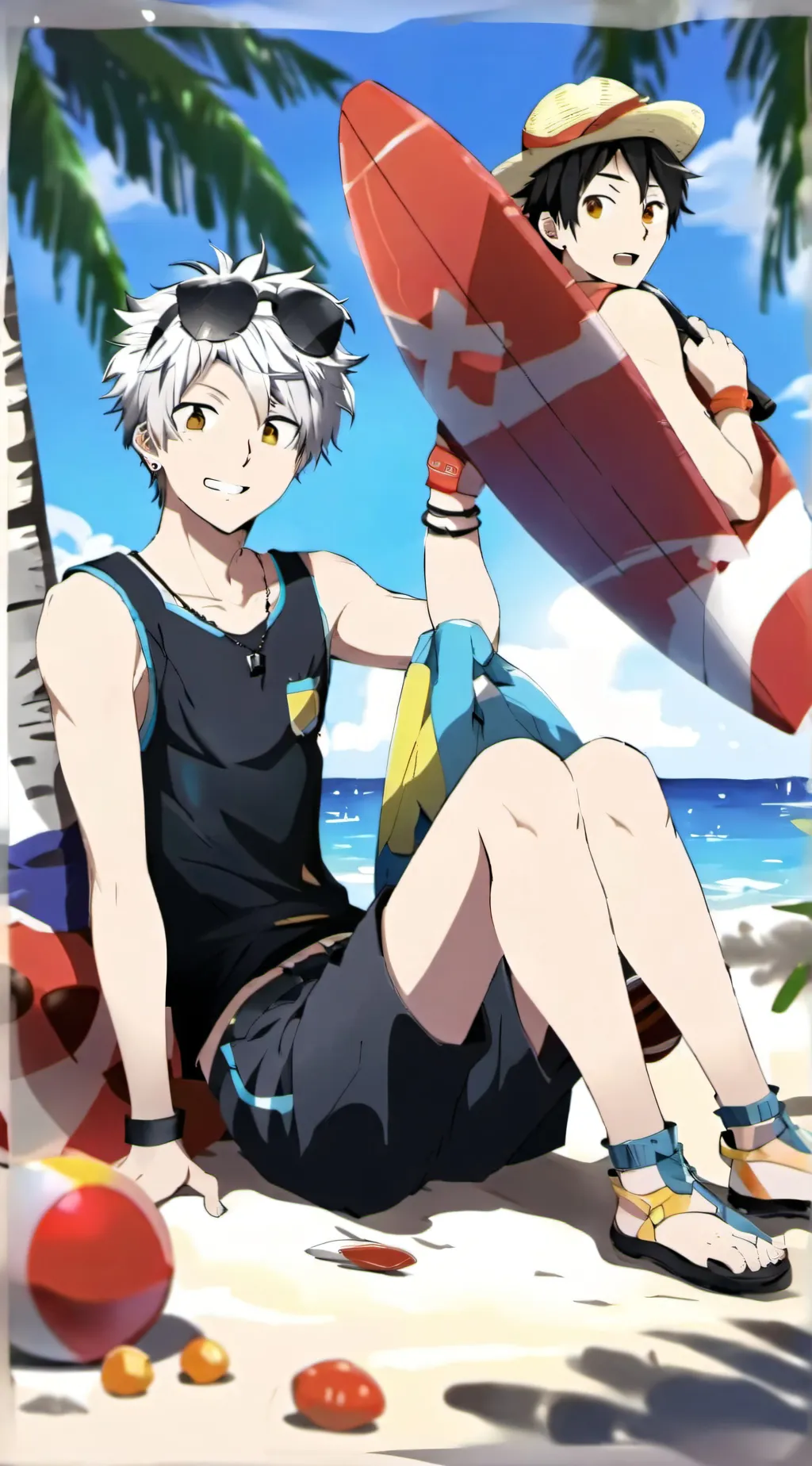 ai character: mha beach day🏖️!  background