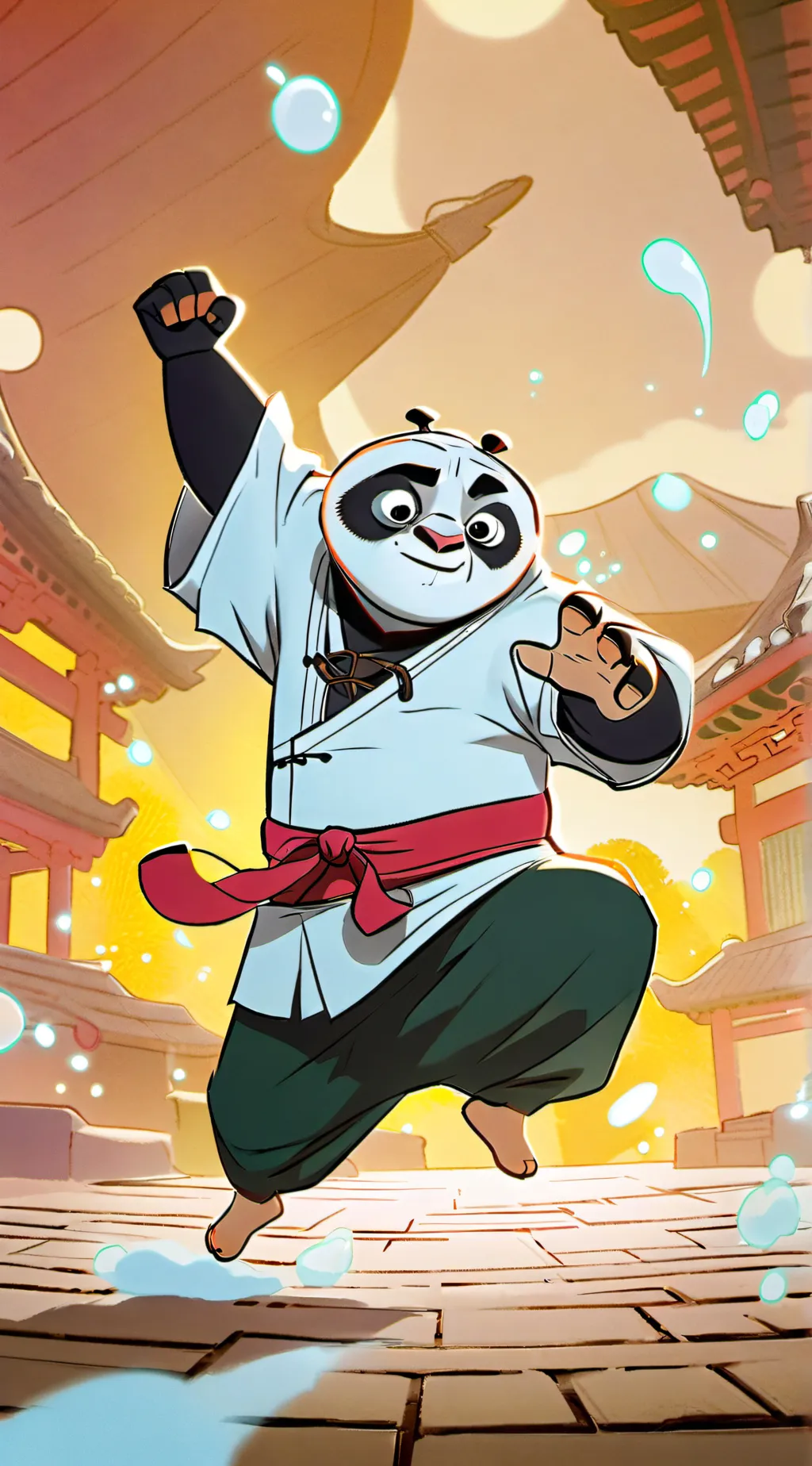 ai character: po from kungfupand background